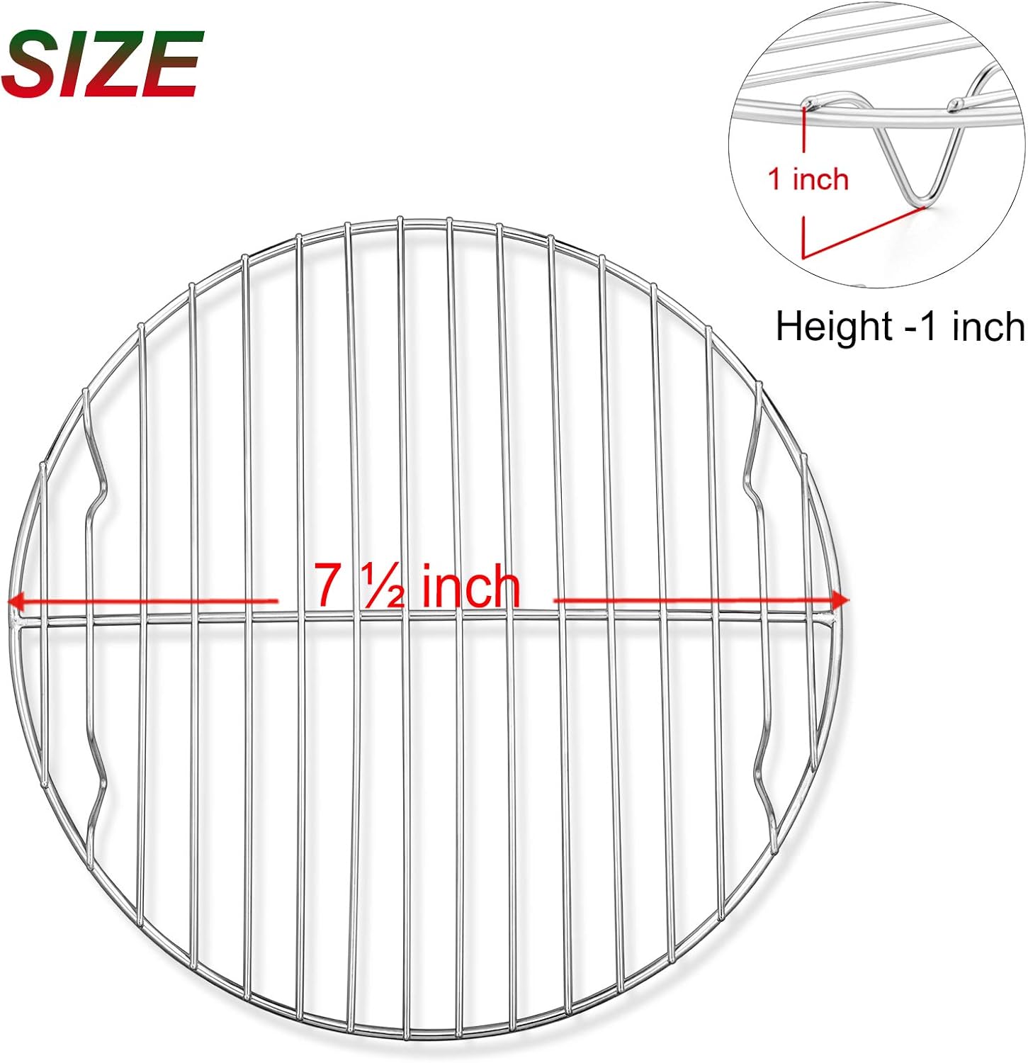 7½ Inch Cooking Rack Round, Stainless Steel Round Rack for Cooking Cooling Steaming Baking, Fit Air Fryer Pot Pressure Cooker, 2 Pack -Oven Safe, Silver