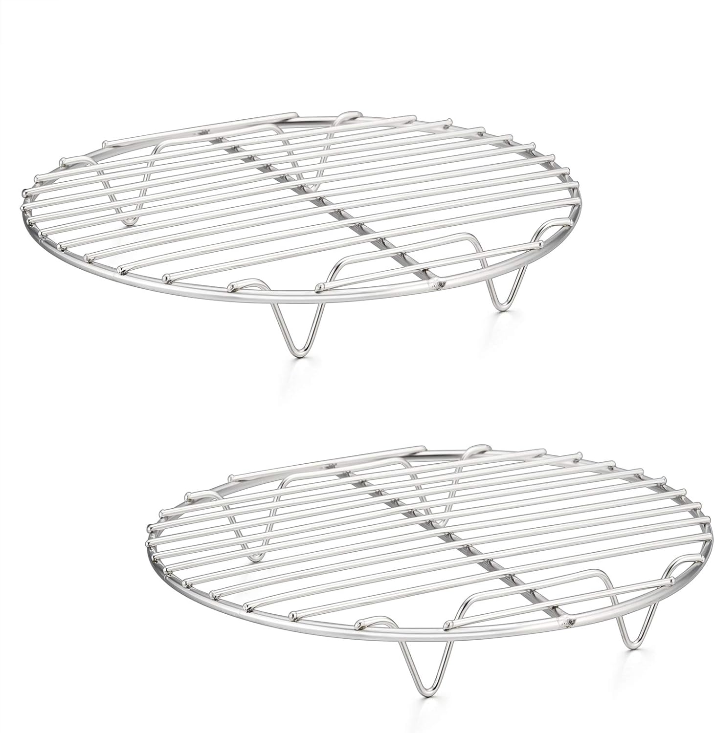 7½ Inch Cooking Rack Round, Stainless Steel Round Rack for Cooking Cooling Steaming Baking, Fit Air Fryer Pot Pressure Cooker, 2 Pack -Oven Safe, Silver