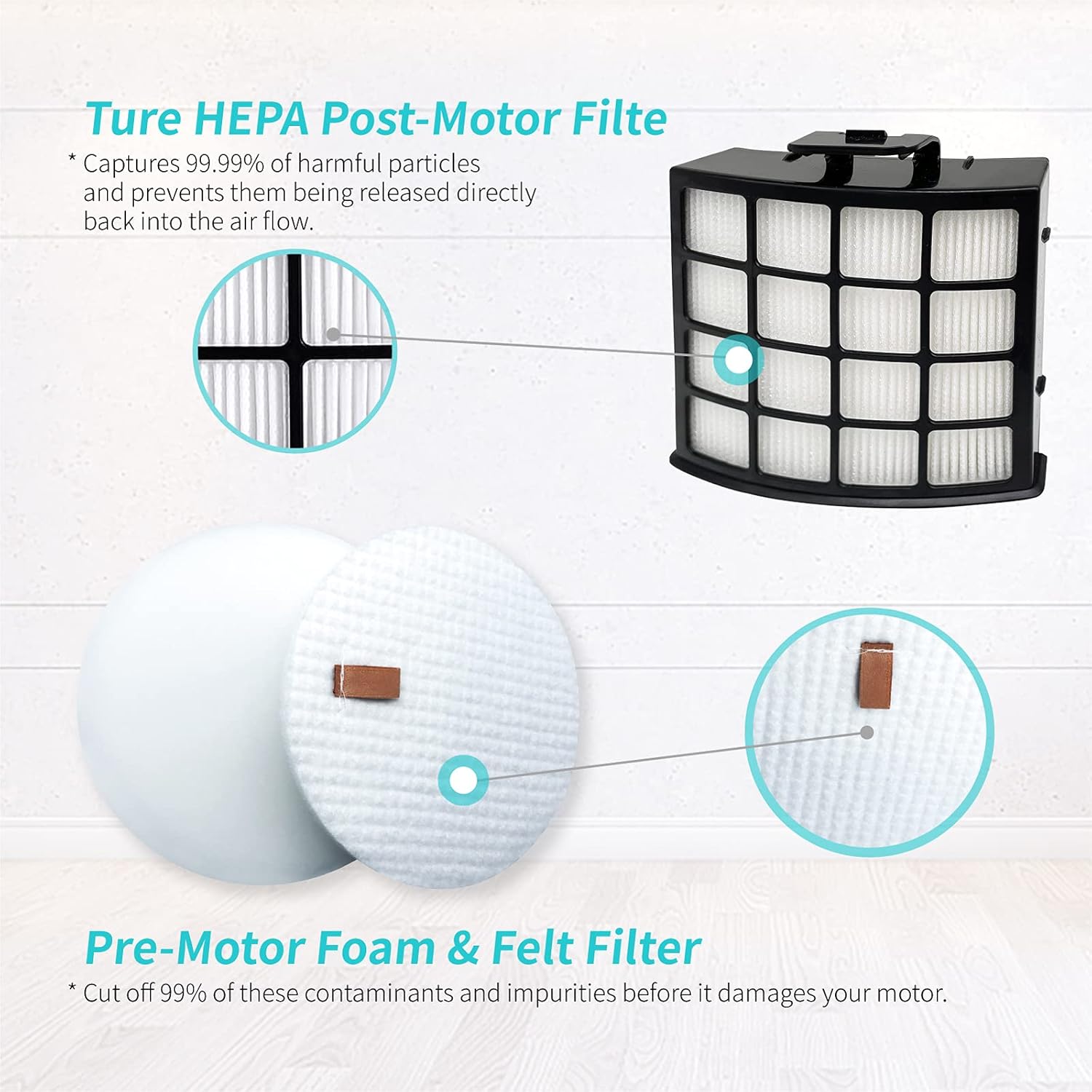 AZ2002 Filter Replacement Accessories for Shark AZ2002 AZ2000 AZ2000W Vertex DuoClean PowerFin Upright Vacuum, 2 Post-Motor Filters, 4 Foam & Felt Filters, 1 Soft Brushroll