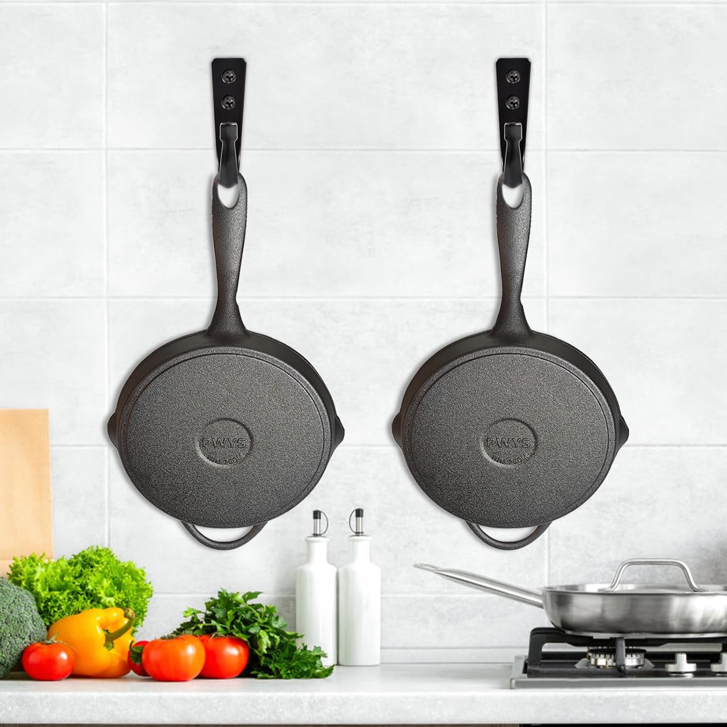 5 Large Size Heavy Duty Wall Hooks, Coat Hooks for Hanging Pans, Backpacks, Coats, Garage Items Black