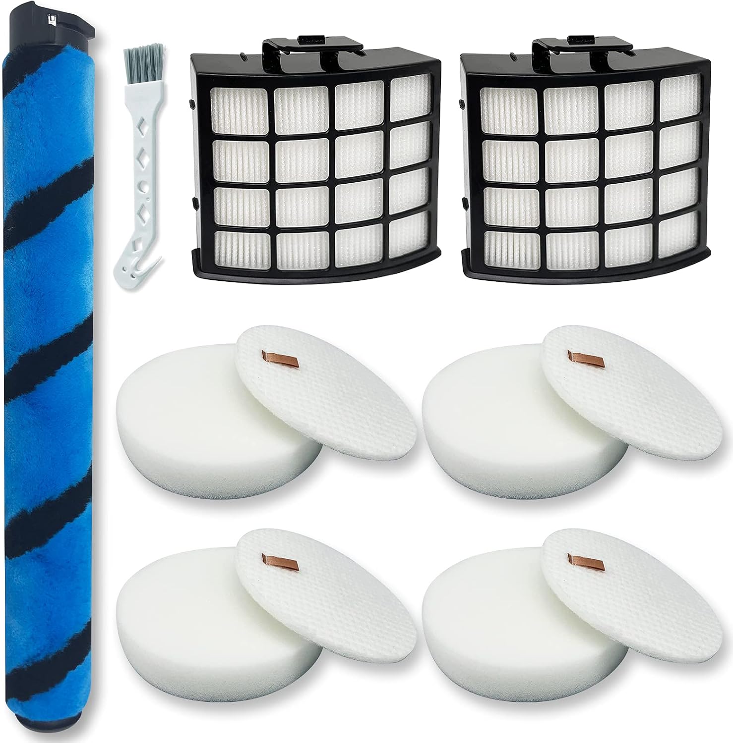 AZ2002 Filter Replacement Accessories for Shark AZ2002 AZ2000 AZ2000W Vertex DuoClean PowerFin Upright Vacuum, 2 Post-Motor Filters, 4 Foam & Felt Filters, 1 Soft Brushroll