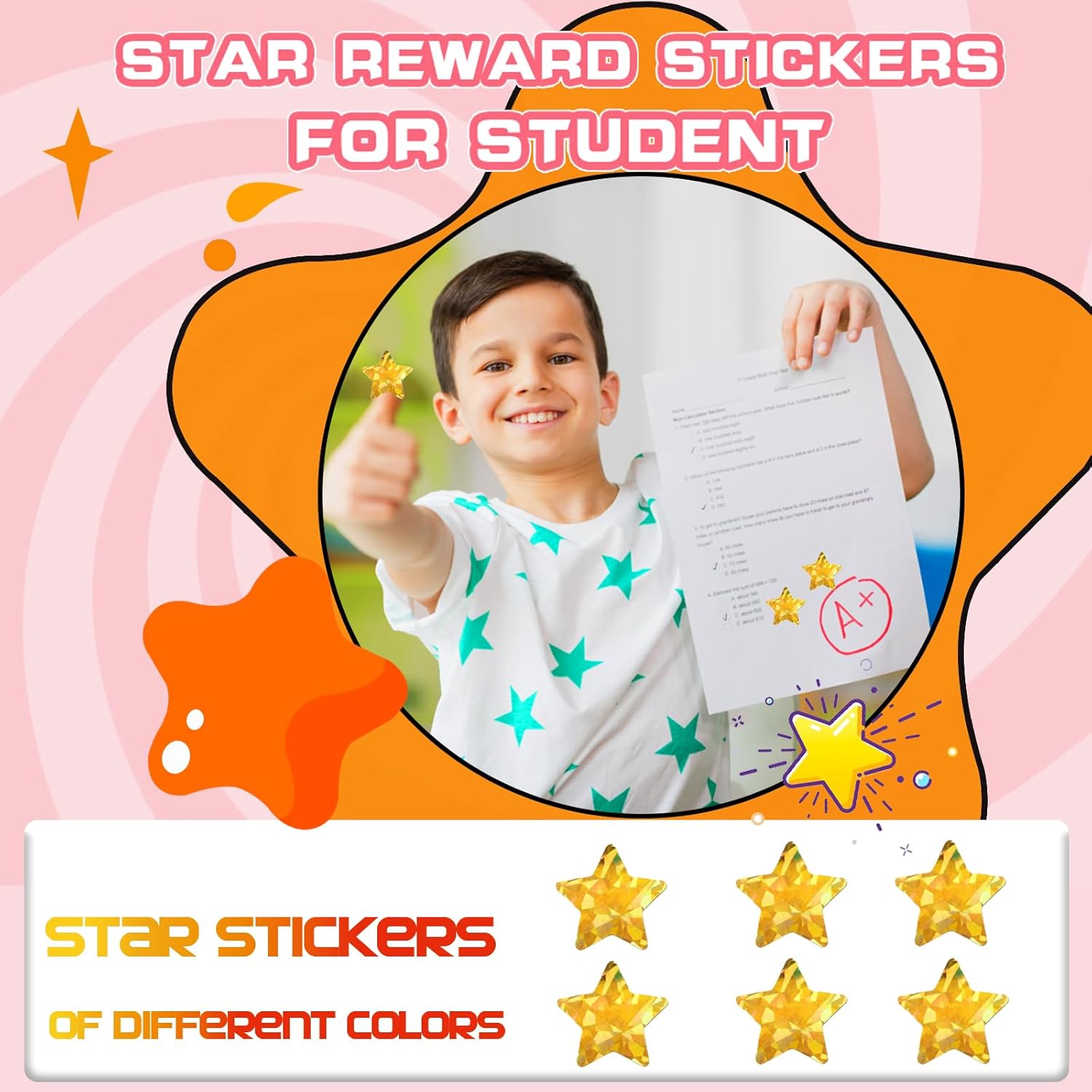 1500 PCS Holographic Gold Star Stickers for Kids Reward, Self Adhesive Sparkly Foil Star Stickers for Behavior Chart, Student Planner and School Classroom Teacher Supplies 1" Each