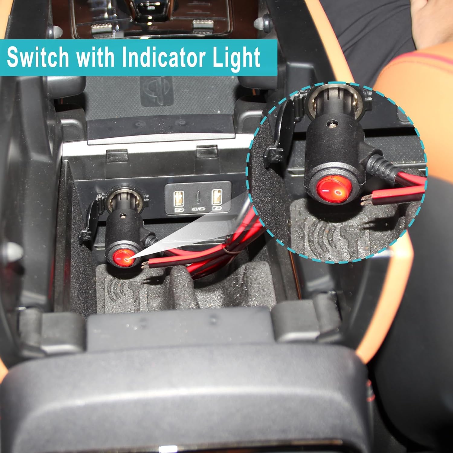 12V Fused Replacement Cigarette Lighter Male Plug with On Off Switch - 2FT 12Volt 15amp Cigarette Lighter Plug with Leads and Led Lights, 16AWG Cigarette Plug for Car Cooler,Cb Radio, Air Compressor