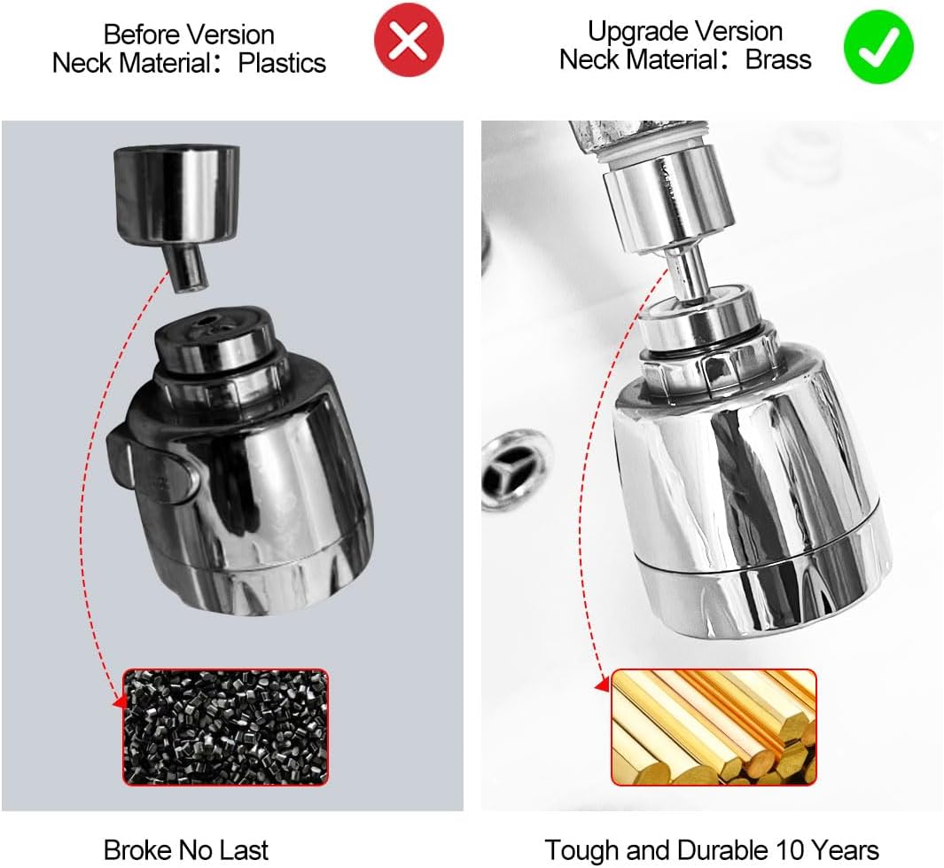 360° Swivel Kitchen Sink Faucet Aerator Faucet Sprayer Attachment Tap Aerator Faucet Nozzle Faucet Head 55/64'' Female Thread for Kitchen, Bathroom Faucet Shorter Style 1PC,Adapter Included