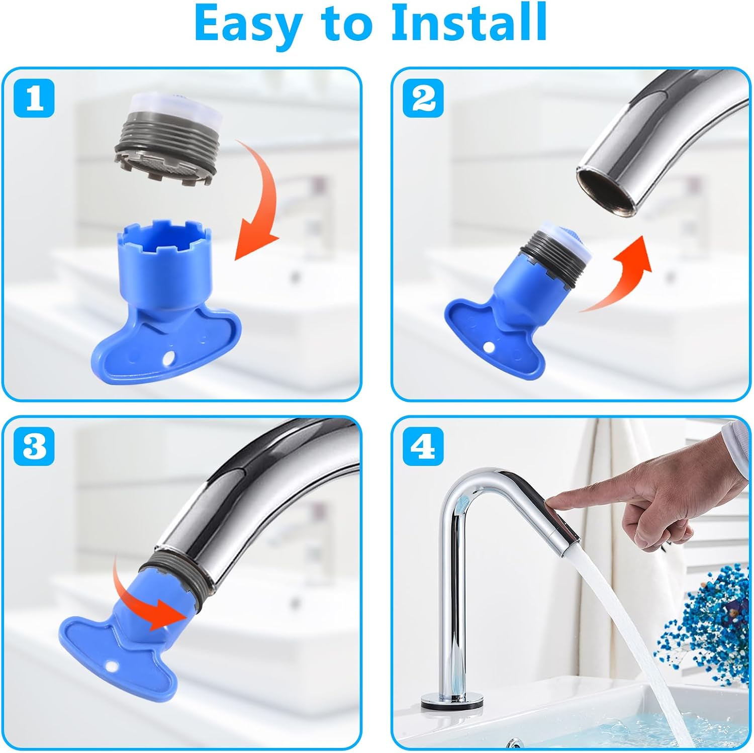 12 PCS Faucet Aerator Set, M16.5, M18.5, M21.5, M24, Kitchen & Bathroom Sink Aerator Replacement with Key Removal Wrench Tool