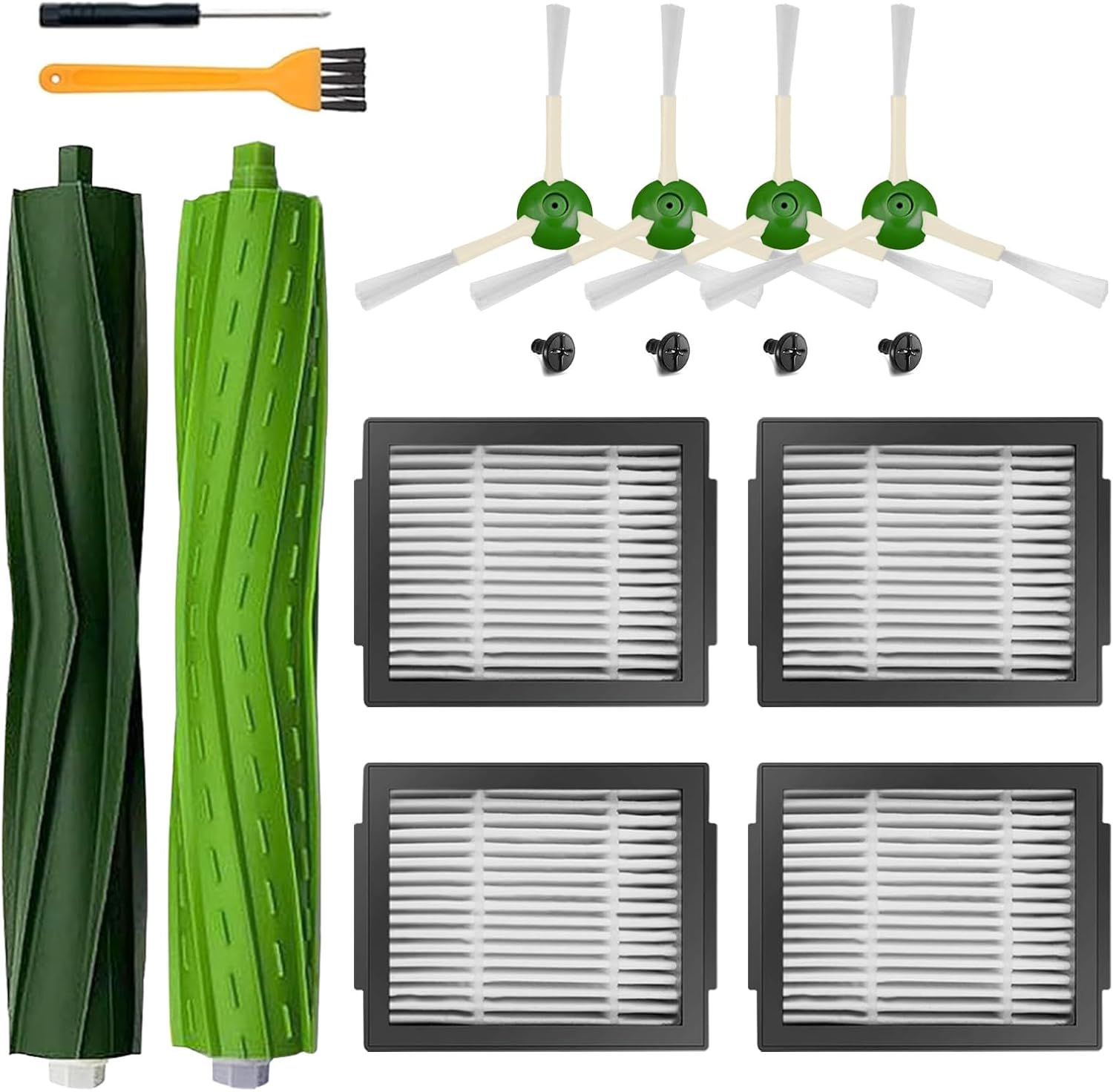 Replacement Parts for Roomba iRobot i7 i7+ i3 i3+ i4 i4+ i5 i5+ i6 i6+ i8 i8+ E5 E6 E7 I,E &j7 j6 j5 and Plus Version, 1 Set Rubber Brush,4 Side Brush