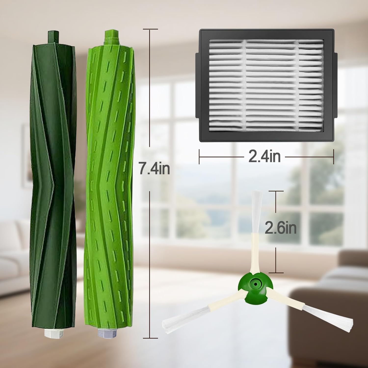 Replacement Parts for Roomba iRobot i7 i7+ i3 i3+ i4 i4+ i5 i5+ i6 i6+ i8 i8+ E5 E6 E7 I,E &j7 j6 j5 and Plus Version, 1 Set Rubber Brush,4 Side Brush