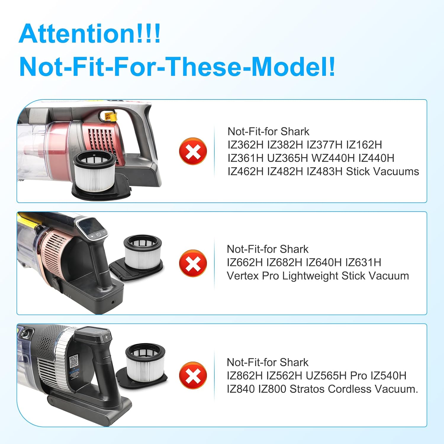 IX141 Filters Fit for Shark IX141 IX140 IZ140 IX142 IZ140C IZ142 UZ145 IZ141C IX141H WZ140 WZ250 Stick Vacuum, Replace Part 616FJ140 & 617FJ140, 2 Pack Filter 4 Pack Foam & Felt Filter Kit