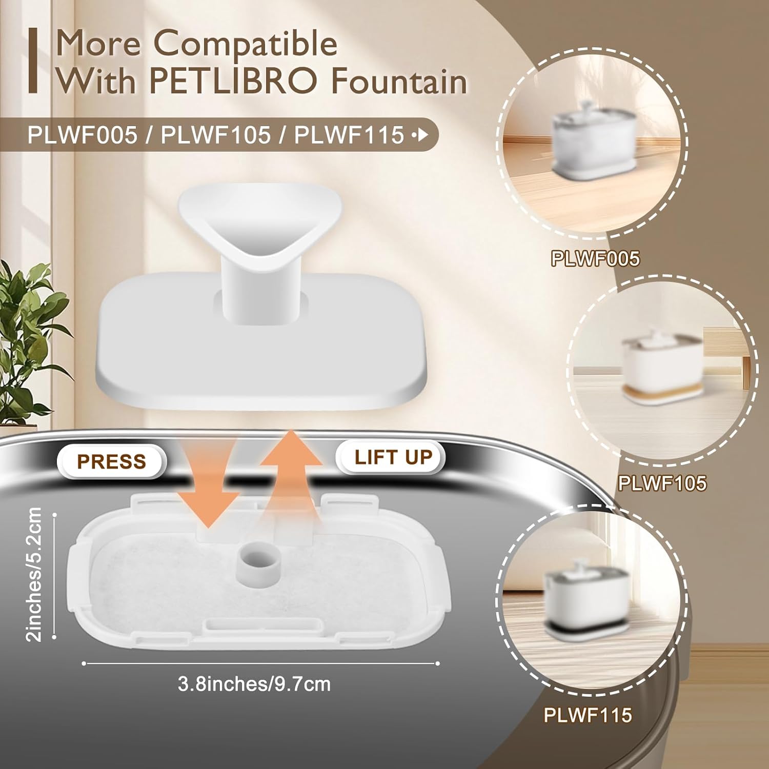 20 Packs Filter Replacement Compatible with Cat Water Fountain PLWF005/PLWF105/PLWF115/PLWF106/PLWF116/PLWF305, Upgrade Replacement Filters Fit Pet libro Water Fountain, Easy to Install