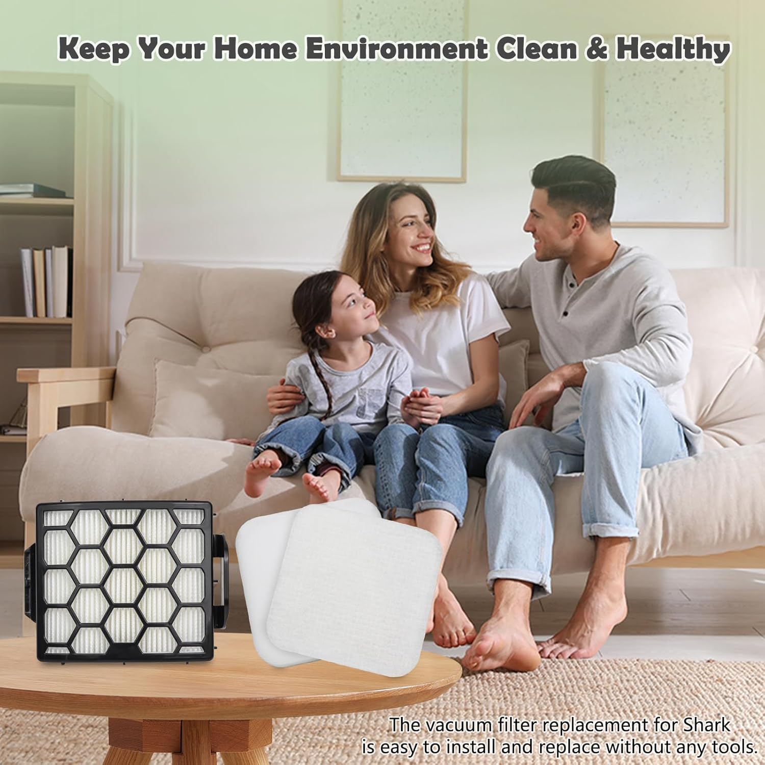 Filter Replacement for Shark LA300 LA301 LA322 LA351 LA500 LA502 LA555 LA360 LA362 LA401 LA455 LA702 Rotator Lift-Away ADV DuoClean PowerFins Upright Vacuum, Part XFFK320 & XHF320 2 HEPA 4 Foam
