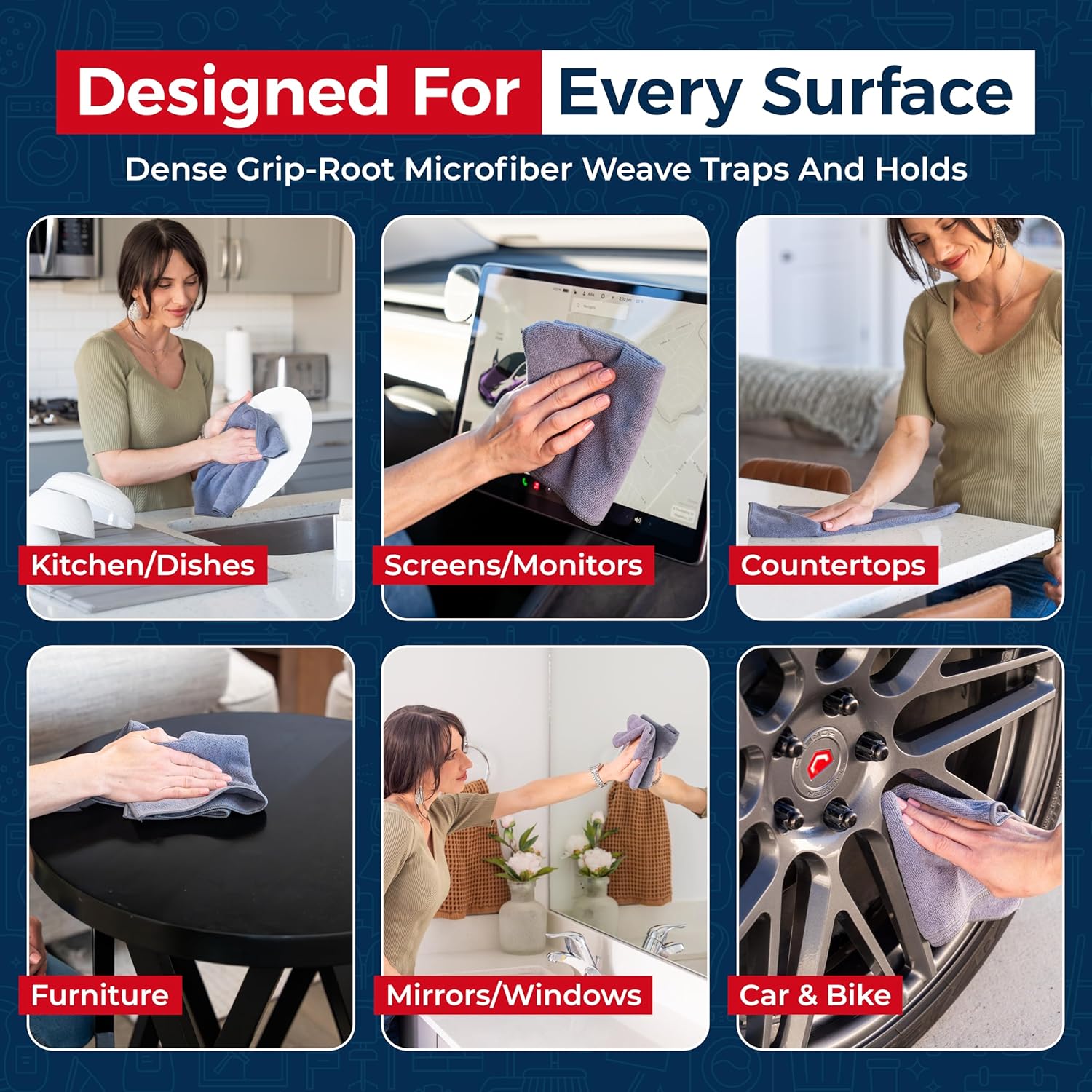 Microfiber Cleaning Cloth Grey - 12 Pcs 12.5"x12.5" - High Performance - 1200 Washes, Ultra Absorbent Microfiber Towel Weave Grime & Liquid for Streak-Free Mirror Shine - Car Washing Cloth