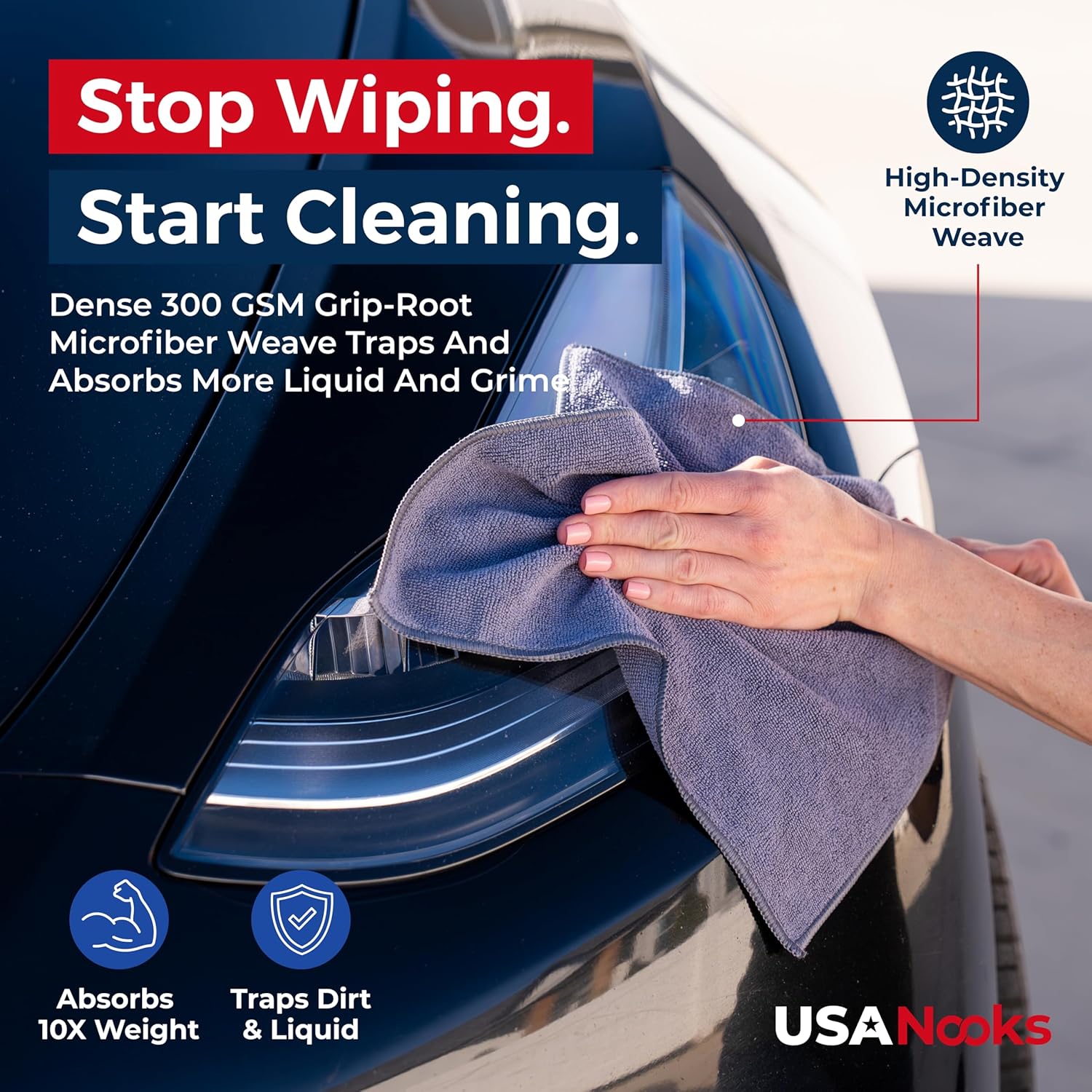 Microfiber Cleaning Cloth Grey - 12 Pcs 12.5"x12.5" - High Performance - 1200 Washes, Ultra Absorbent Microfiber Towel Weave Grime & Liquid for Streak-Free Mirror Shine - Car Washing Cloth