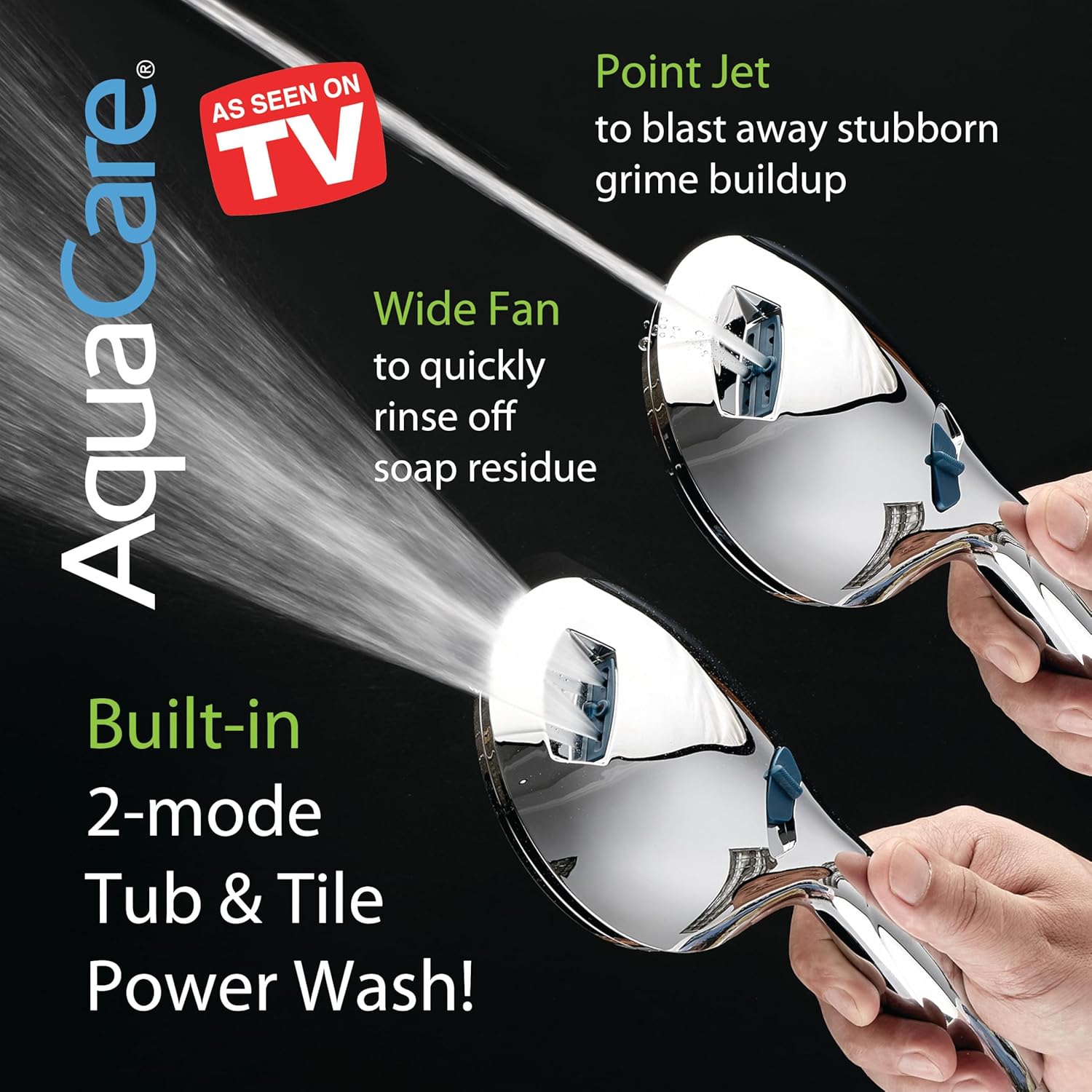 AquaCare As-Seen-On-TV High Pressure 48-setting Rain & Handheld 3-way Shower Head Combo - Anti-clog Nozzles/Tub, Tile & Pet Power Wash/Extra Long 6 ft. Hose/All Chrome Finish
