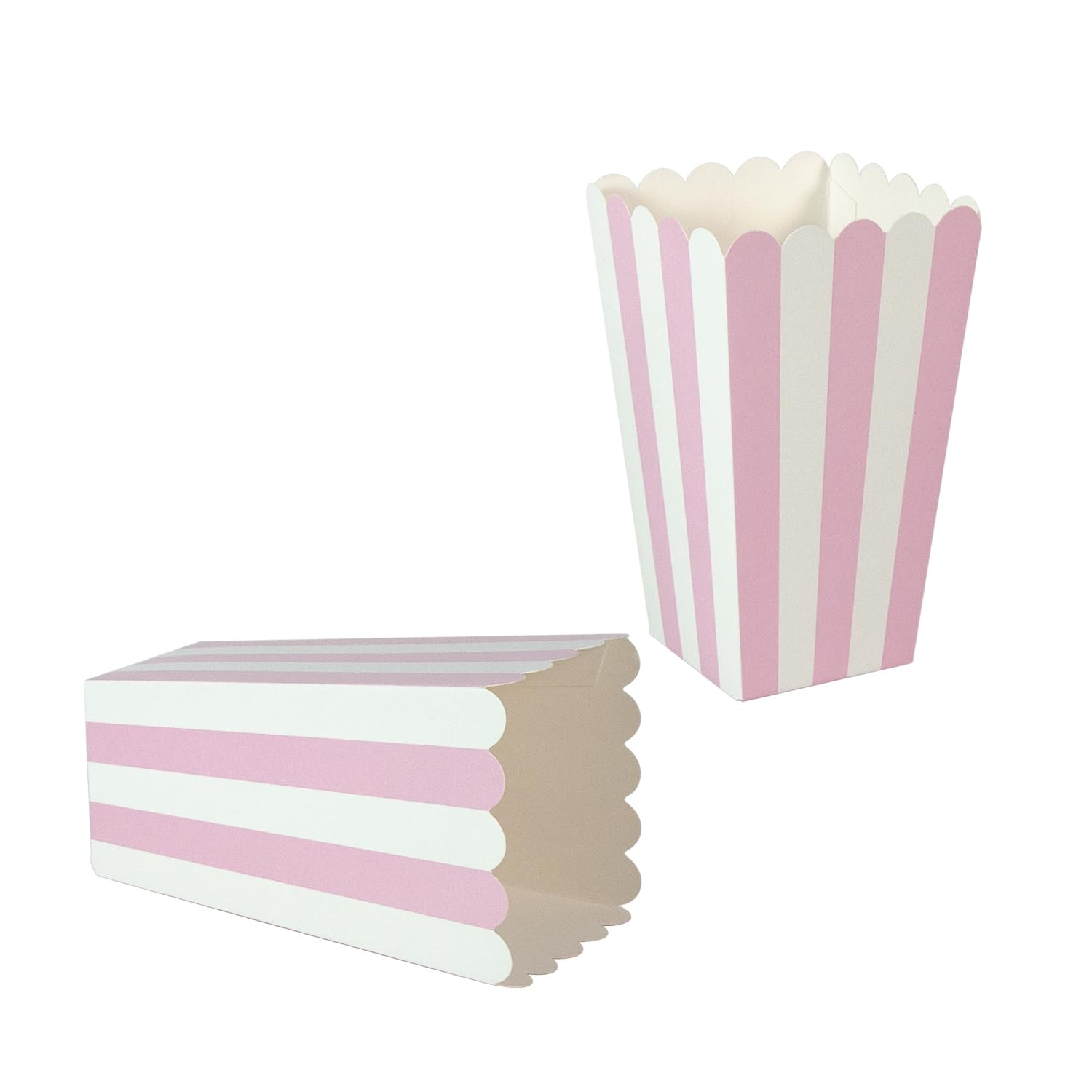 24 Pack Striped Popcorn Boxes - Carnival Parties Mini Paper Popcorn and Candy Containers, Party Supplies for Movie Nights Pink