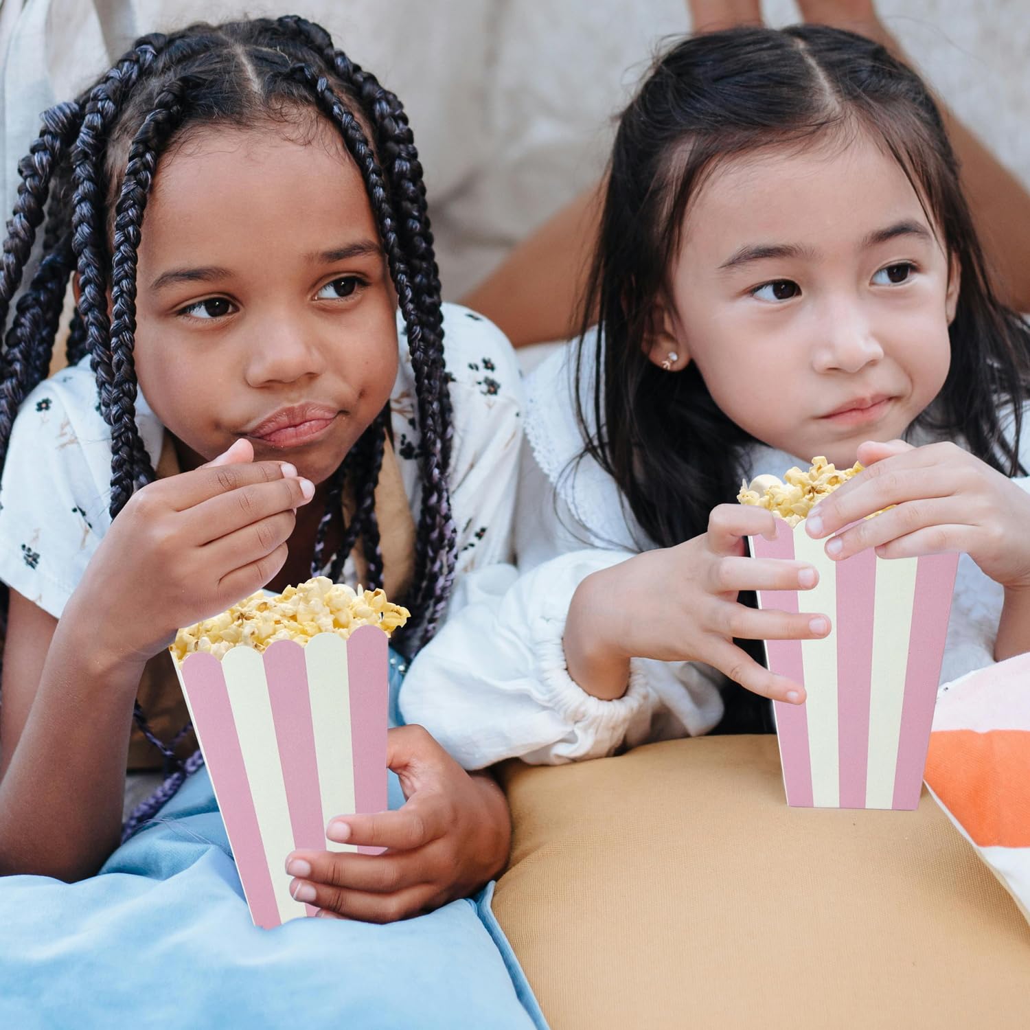 24 Pack Striped Popcorn Boxes - Carnival Parties Mini Paper Popcorn and Candy Containers, Party Supplies for Movie Nights Pink