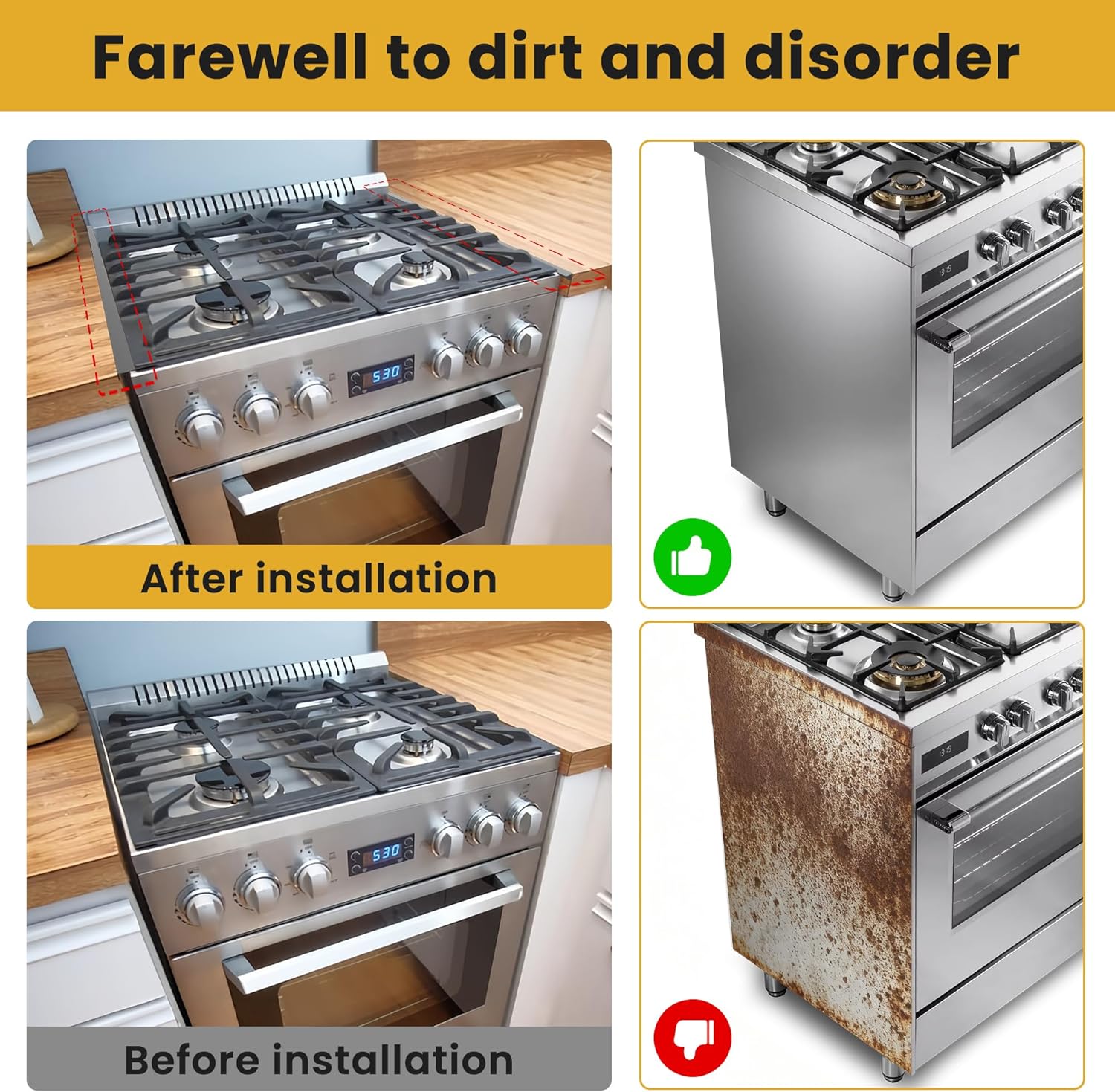 Stainless Steel Stove Gap Covers - 304 Stove Gap Filler, Easy retractable Length 13.8" to 27.5", Width 0.79", Heat Resistant Guard Between Stove Top & Counter, 2 Pck