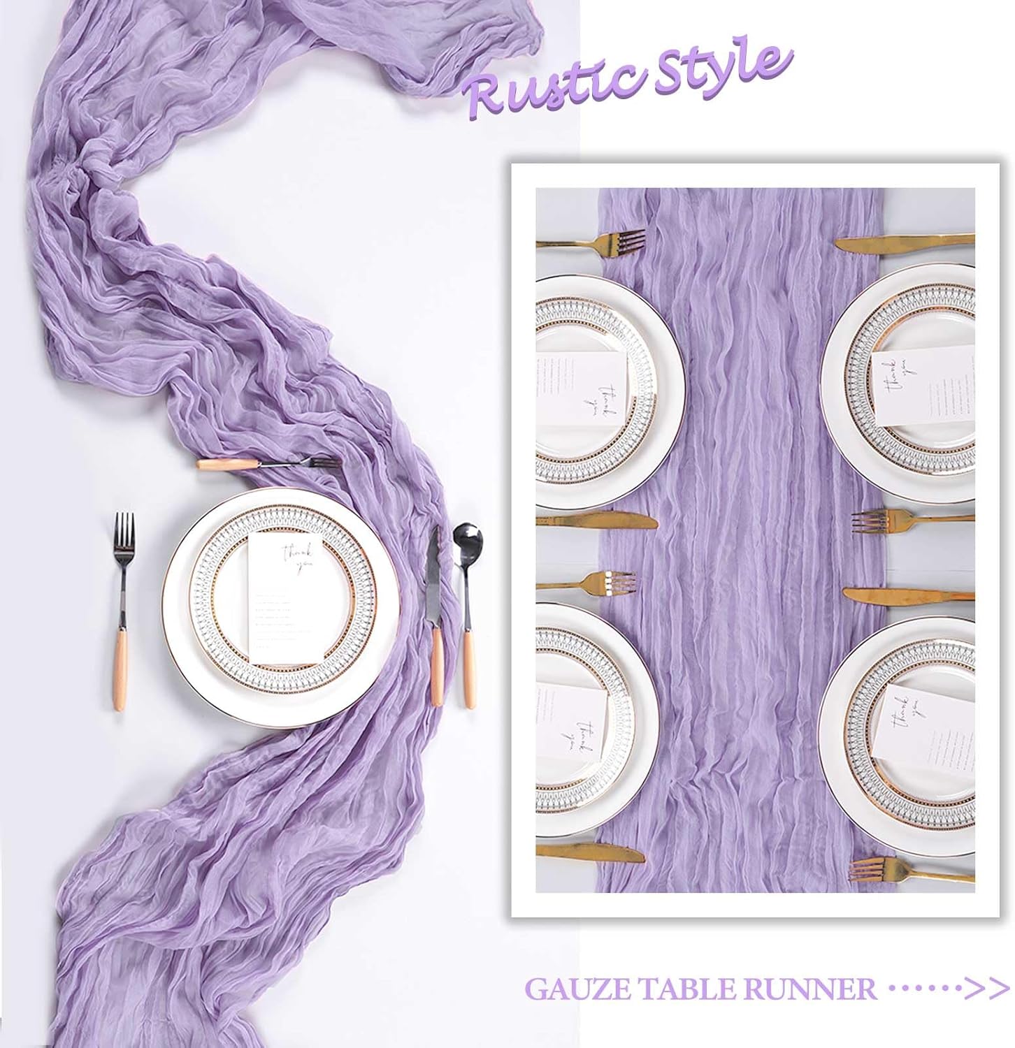 8 Pack Lilac Purple Cheesecloth Table Runner 10Ft Easter Spring Lavender Gauze Cheese Cloth Table Runner 120 Inch Boho Sheer Rustic Fabric for Holiday Decor Bridal Baby Shower Wedding Decoration