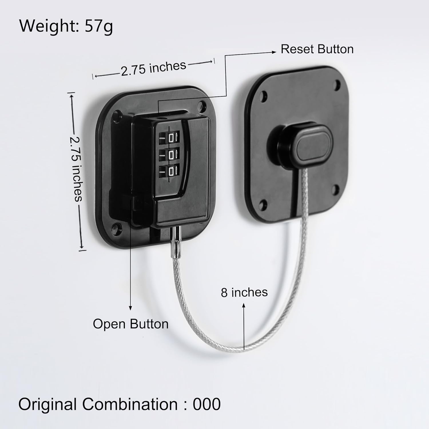 Refrigerator Lock, Heavy Duty Fridge Lock, Combination Lock for Refrigerator Cabinets, Drawers, Safety, Easy Install No Keys Needed Black-2Pack