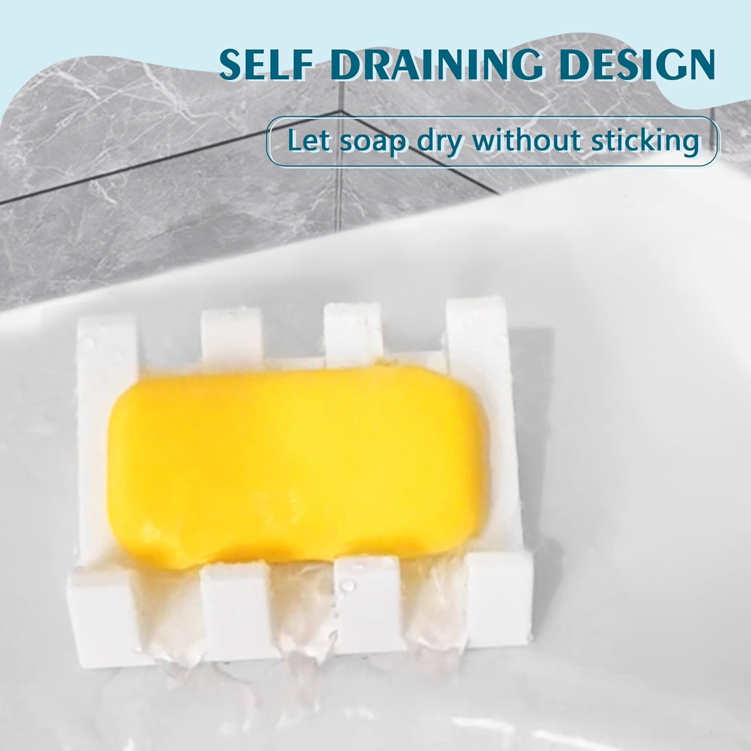 Self Draining Soap Dish Holder,Silicone Soap Dish,for Bathroom,Kitchen, Sponges，Can Extend Soap Life，Keep Soap Bars Dry and Easy Cleaning White,1-Pack