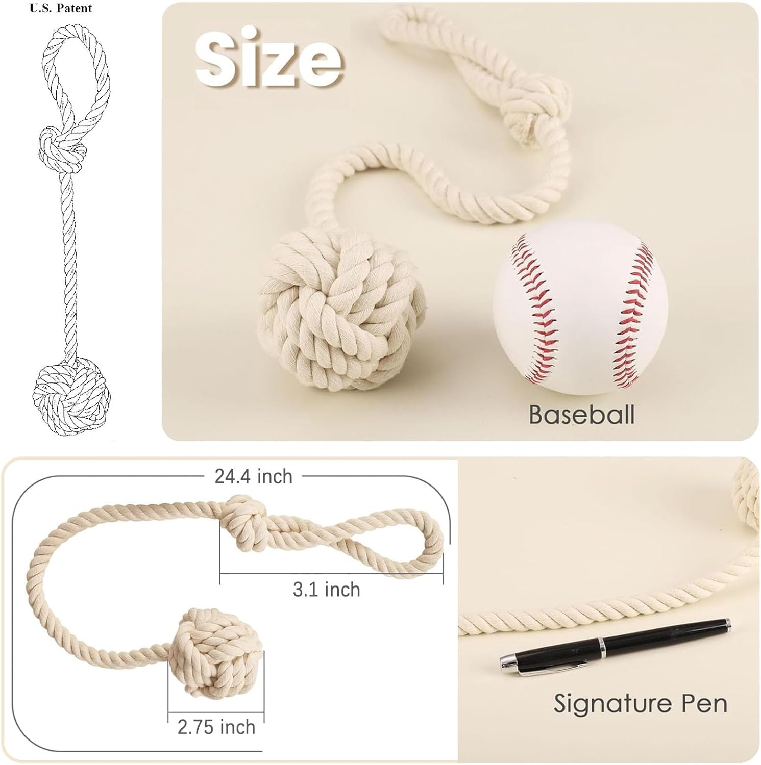 4 Pack Curtain Tiebacks - Heavy Duty Curtain Rope Tieback, Handmade Rural Decorative Curtain Holdbacks Beige