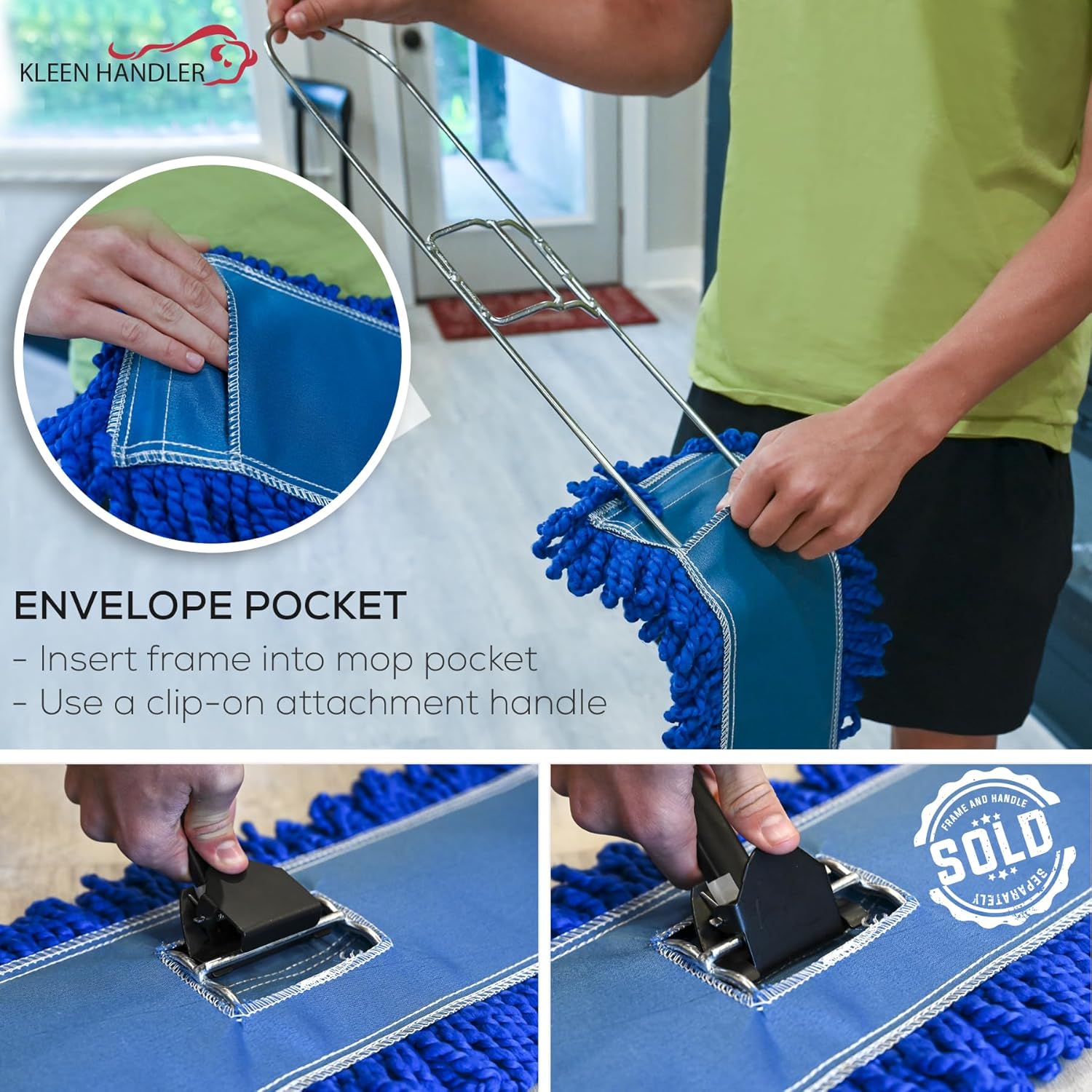 24 inch Microfiber Dust Mop | Medium Washable Commercial Mop Head Replacement, Pack of 3
