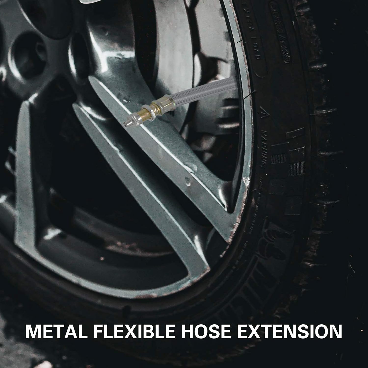 2 pcs 7"/180mm Metal Valve Stem Extenders, Universal Valve Stem Extensions Made of EPDM Rubber, Fit for Heavy Vehicles, Silver
