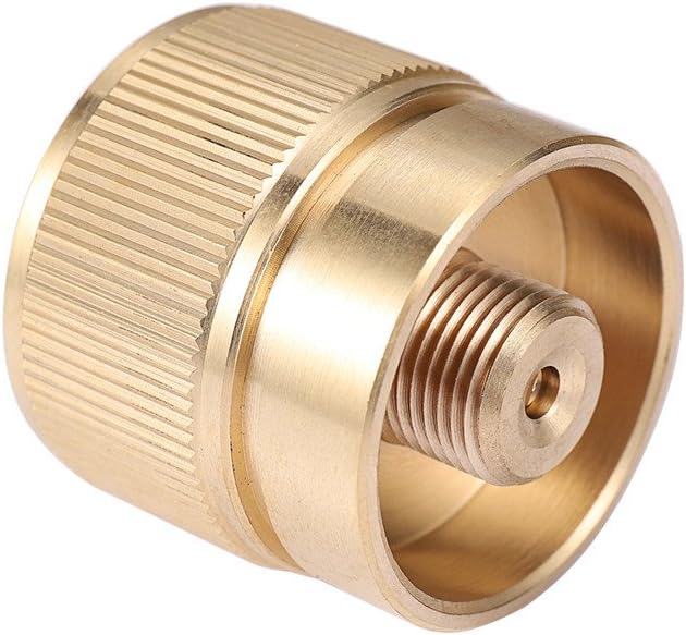 Camping Stove Adapter 1LB Propane Small Tank Input and a Lindal Valve EN417 Output Outdoor Cylinder LPG Canister Convert Brass