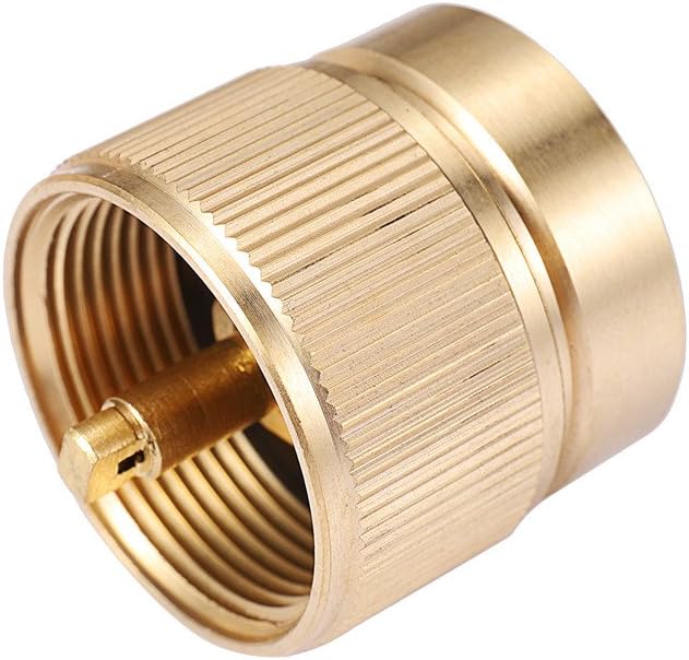 Camping Stove Adapter 1LB Propane Small Tank Input and a Lindal Valve EN417 Output Outdoor Cylinder LPG Canister Convert Brass