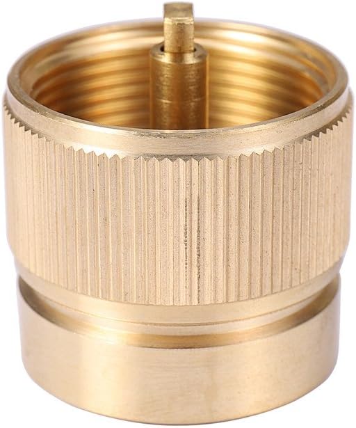 Camping Stove Adapter 1LB Propane Small Tank Input and a Lindal Valve EN417 Output Outdoor Cylinder LPG Canister Convert Brass