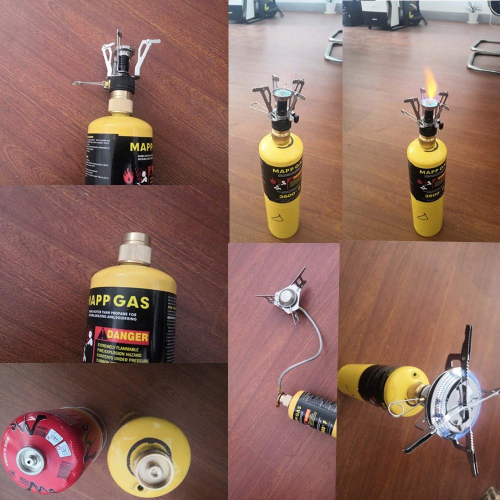 Camping Stove Adapter 1LB Propane Small Tank Input and a Lindal Valve EN417 Output Outdoor Cylinder LPG Canister Convert Brass