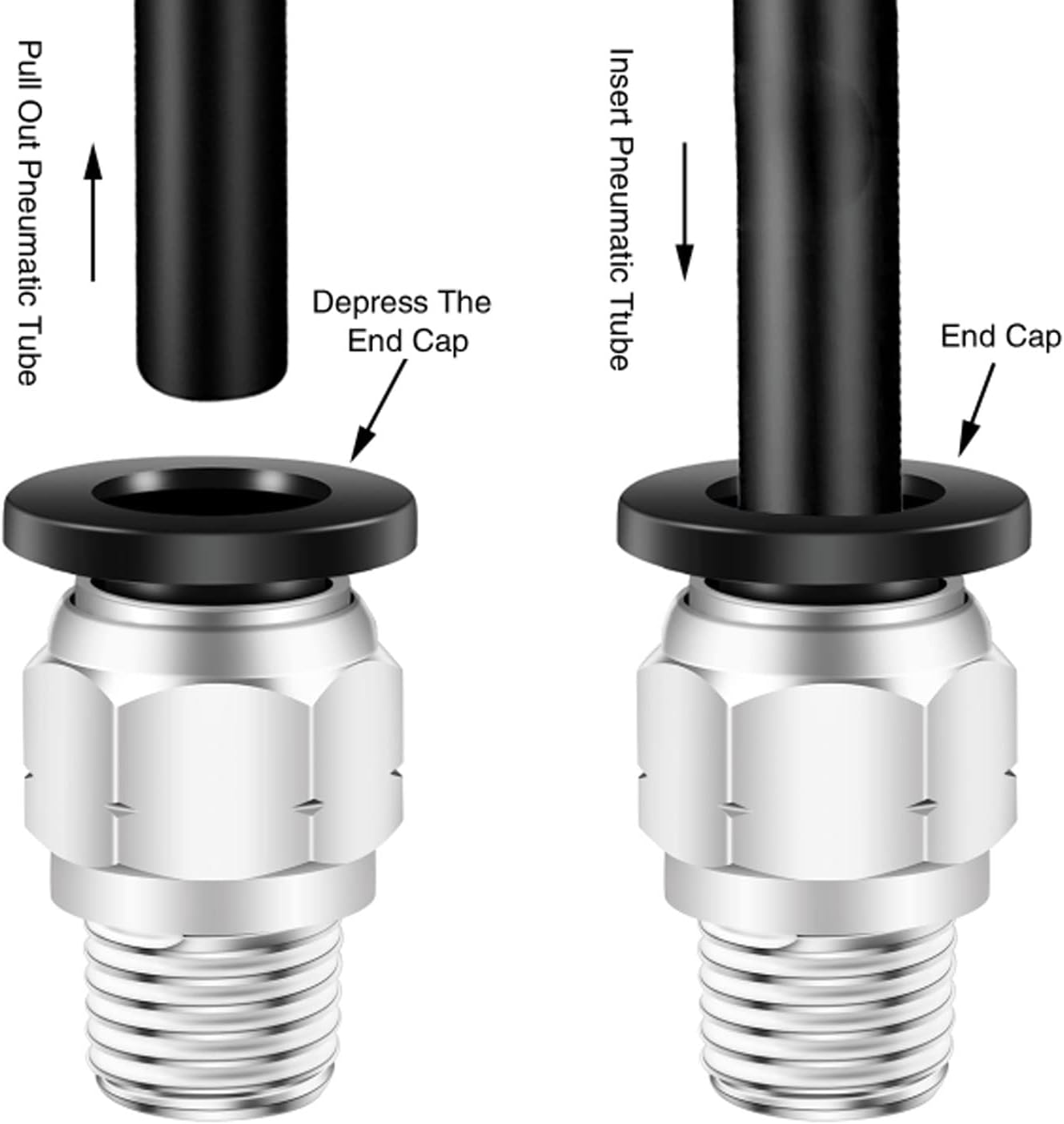 Push to Connect Tube Fitting PC 1/4" Tube Od x 1/8" NPT Thread Quick Connect Air Fittings Pneumatic Connector Straight Push Lock Air Hose Fittings 5Packs