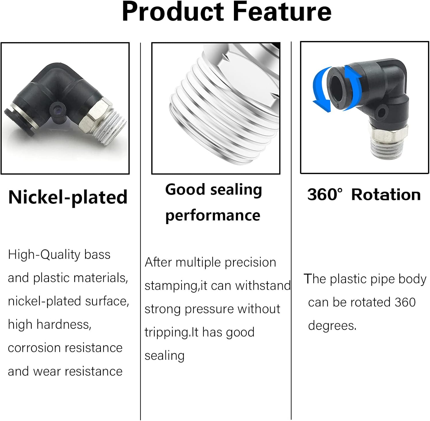 1/2 Npt Push to Connect Air Fitting 1/4 inch OD Tubing Elbow Air Line Quick Connect Fittings Male Threaded 90 Degree Push in Lock Fit Pneumatic Fittings Tube Connector 2Pack