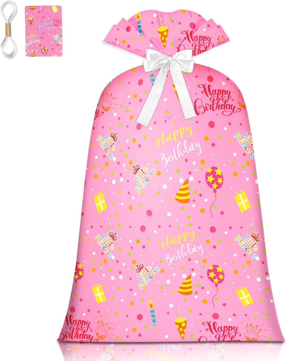 Extra Large Gift Bag Girl Birthday Jumbo Gift Bag, Bday Pink Giant Plastic Oversized Gift Bag Huge Gift Wrap Bag Birthday Bag Wrapping Bag for Large Gift 48inch 1Pack