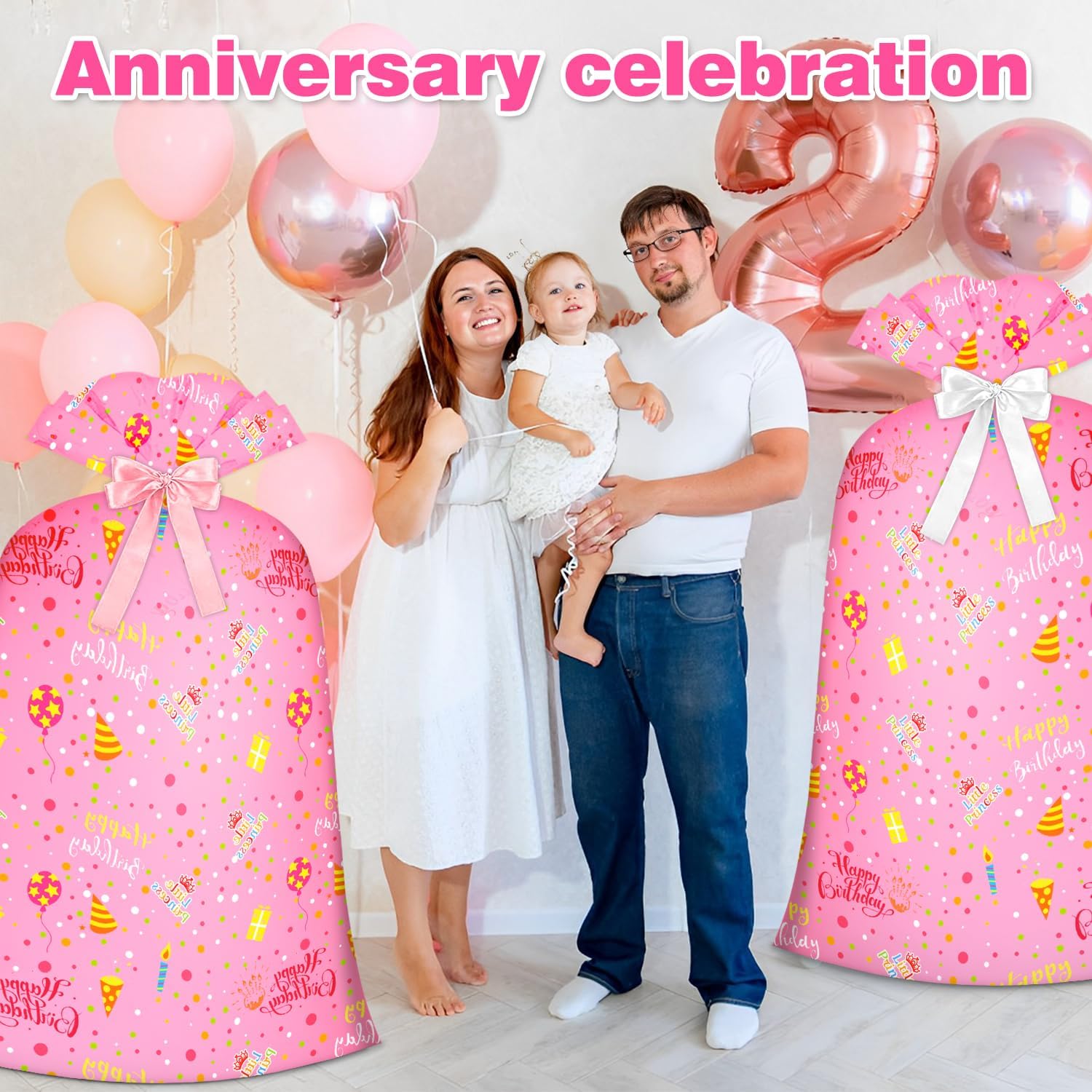 Extra Large Gift Bag Girl Birthday Jumbo Gift Bag, Bday Pink Giant Plastic Oversized Gift Bag Huge Gift Wrap Bag Birthday Bag Wrapping Bag for Large Gift 48inch 1Pack
