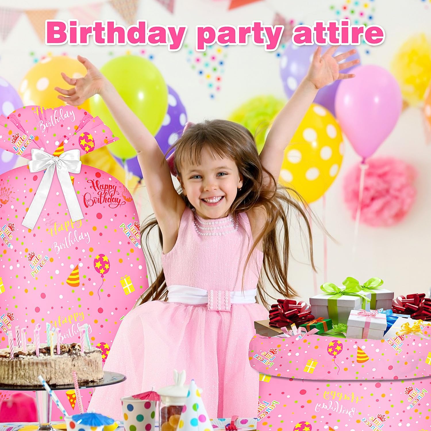Extra Large Gift Bag Girl Birthday Jumbo Gift Bag, Bday Pink Giant Plastic Oversized Gift Bag Huge Gift Wrap Bag Birthday Bag Wrapping Bag for Large Gift 48inch 1Pack