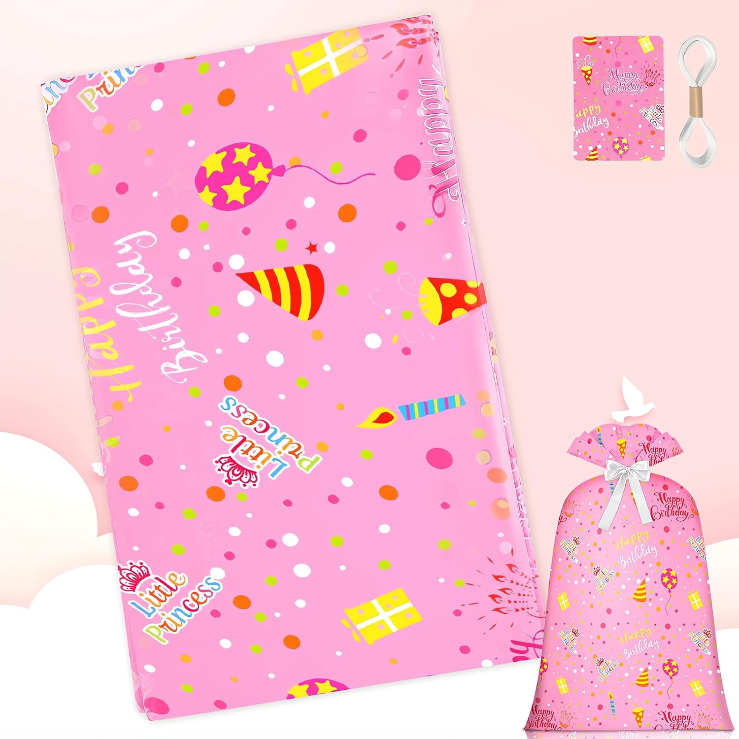 Extra Large Gift Bag Girl Birthday Jumbo Gift Bag, Bday Pink Giant Plastic Oversized Gift Bag Huge Gift Wrap Bag Birthday Bag Wrapping Bag for Large Gift 48inch 1Pack