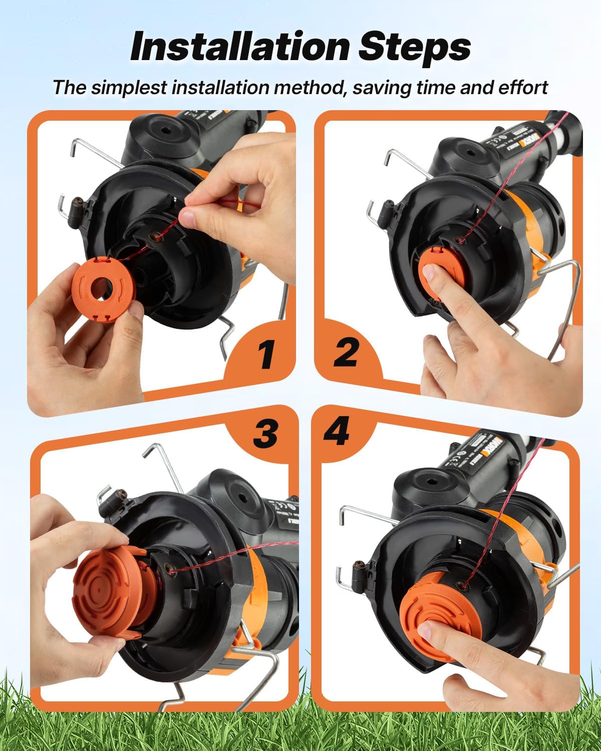 15 Pack WA0010 Replacement Trimmer Line Spool Compatible with Worx Weed Eater, 0.065 inch Trimmer Line Refills for Worx Trimmer,Weed Wacker String Replacement Parts 12 Trimmer Spools,3 Trimmer Caps