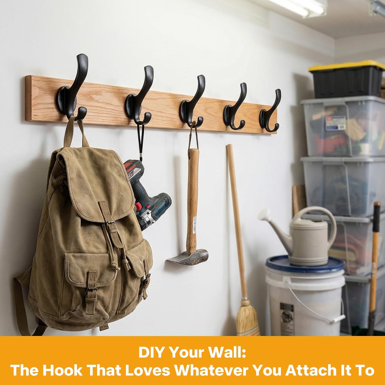 Coat Hooks Heavy Duty - Wall Mount Metal Towel Hooks Screw-in Wall Hooks for Hanging Hat, Towel, Key, Robe, Scarf, Bag, Cap 6 PCS Black