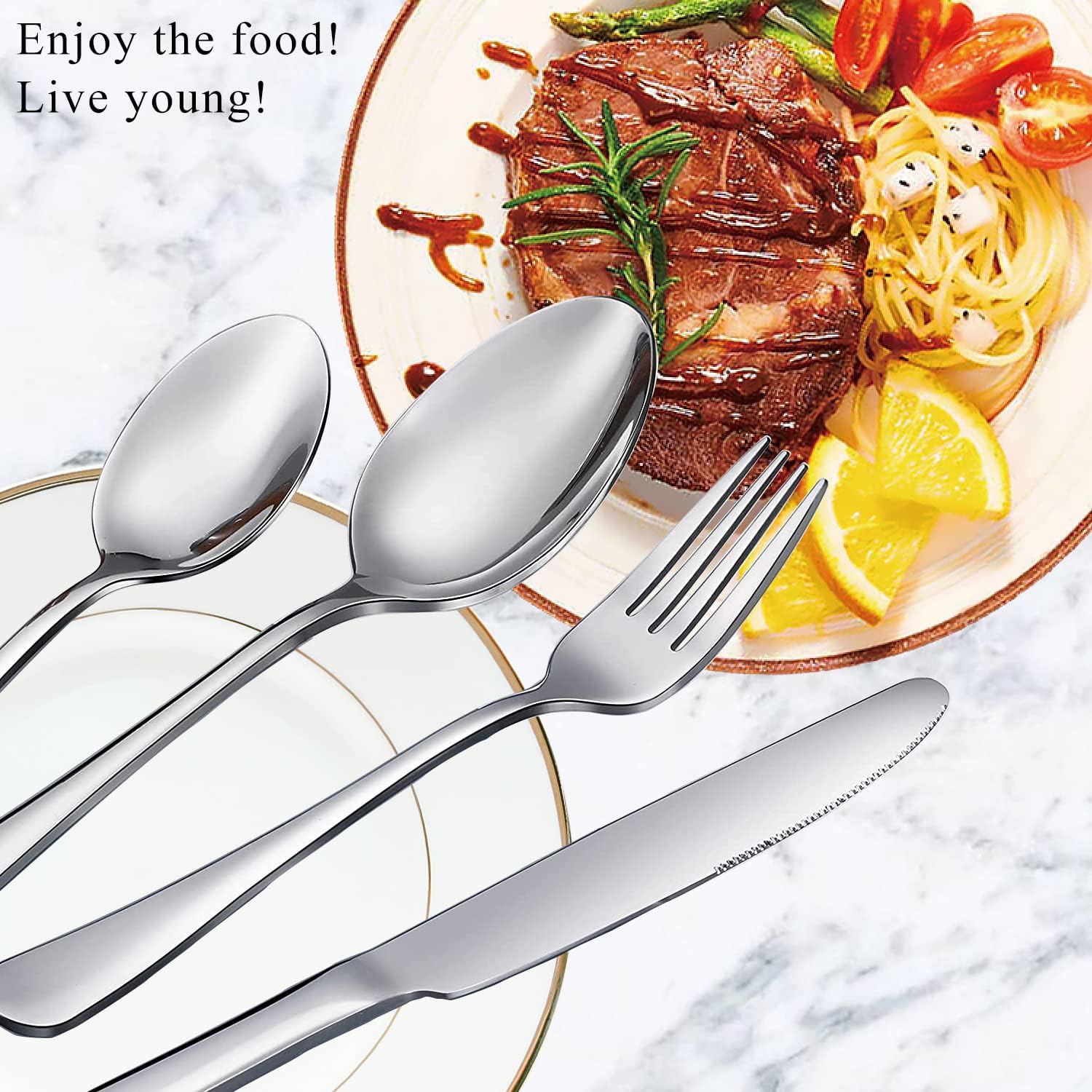 12 Pcs Spoons and Forks Set, Top Food Grade Stainless Steel Forks and Spoons Silverware Set,Forks and Spoons Cutlery Set, Mirror Finish & Dishwasher Safe