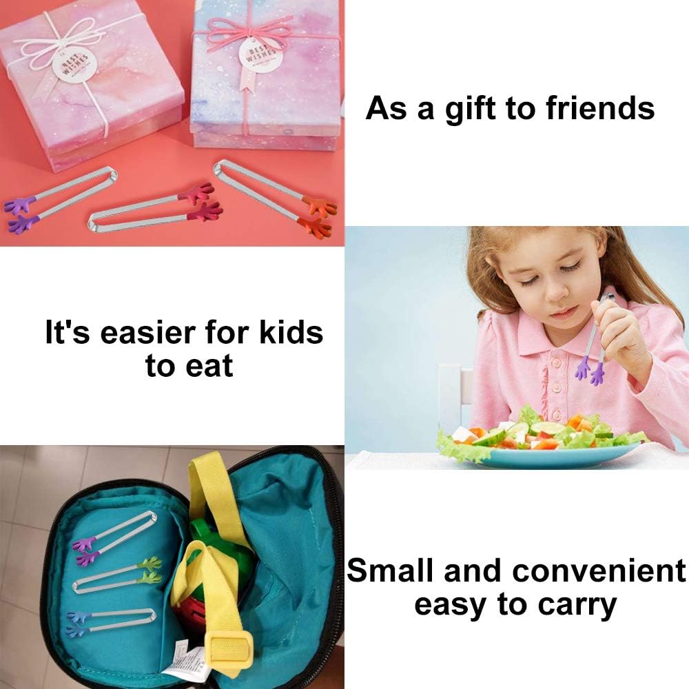 8PCS Silicone Mini Tongs, 5Inch Hand Shape Food Tongs, Colourful Small Kids Tongs for Serving Food, Ice Cube, fruits, Sugar, Barbecue by Palm sharp