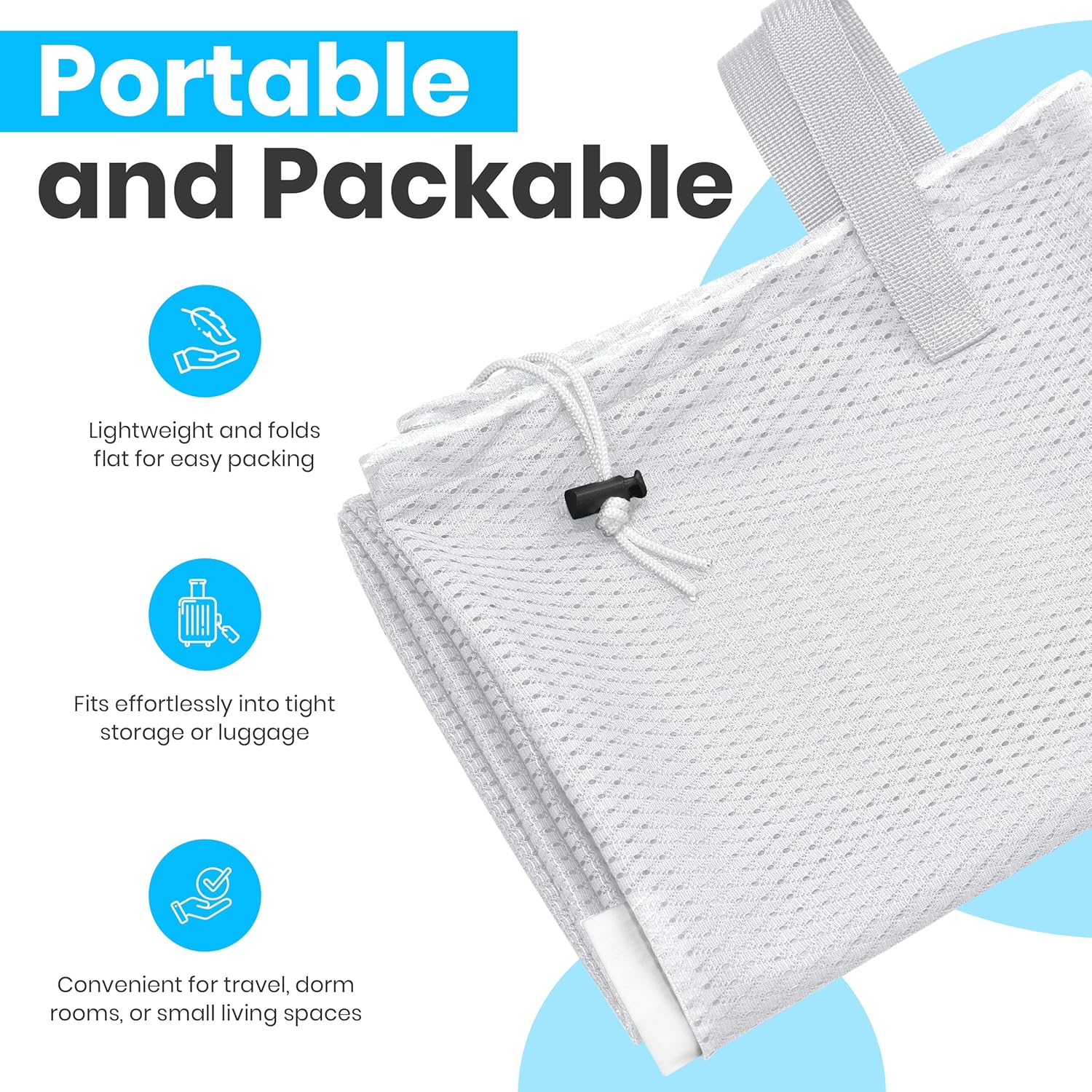 Large Mesh Laundry Bags - 2-Pack Heavy Duty with Handles & Drawstring - Machine Washable Net Laundry Sacks for College Dorm, Camp, Travel, Bedding & Clothes Storage White