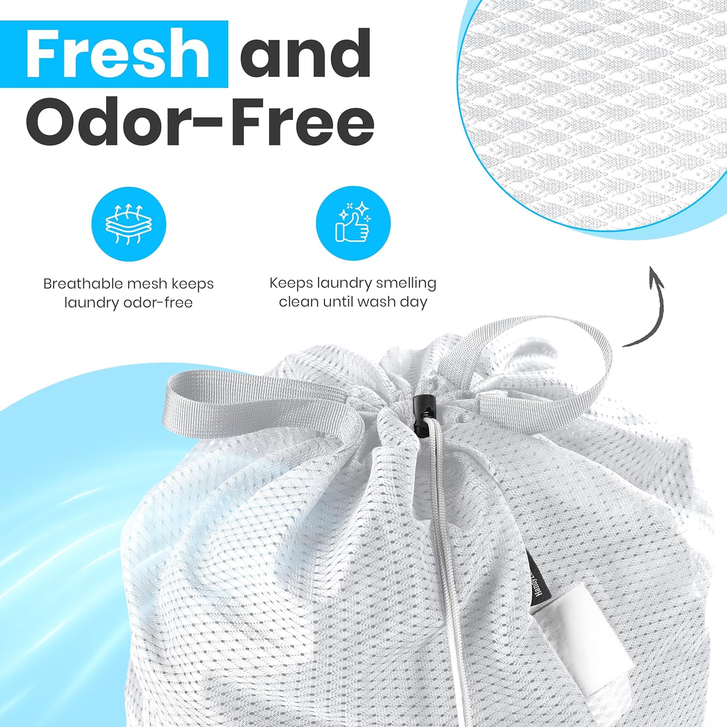 Large Mesh Laundry Bags - 2-Pack Heavy Duty with Handles & Drawstring - Machine Washable Net Laundry Sacks for College Dorm, Camp, Travel, Bedding & Clothes Storage White