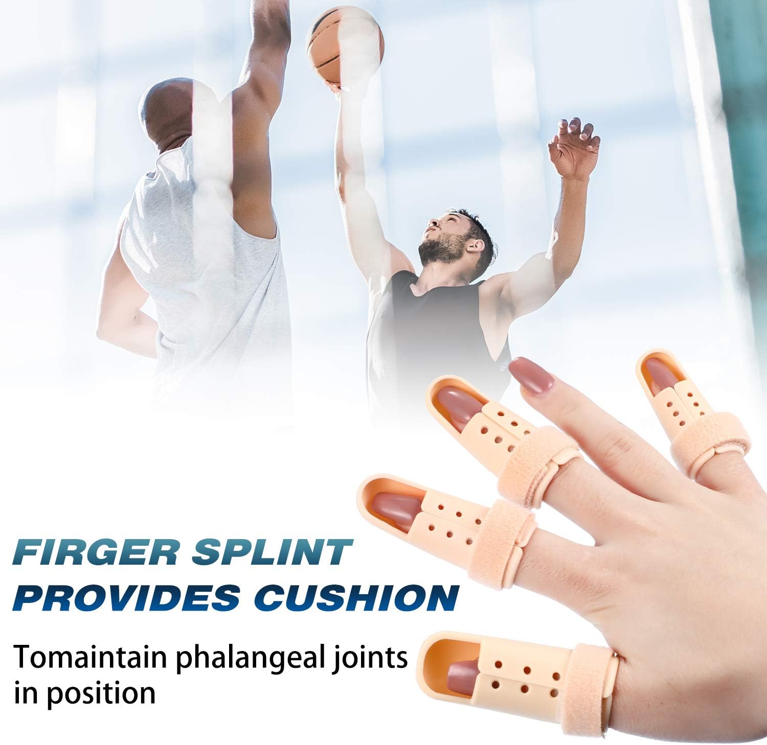10 Pcs Mallet Finger Splint, 5 Sizes Finger Support Brace Stabilizer Straightener Plastic Fingertip Protectors Arthritis Knuckle Immobilization for Thumb Pinky Middle Index Ring Beige