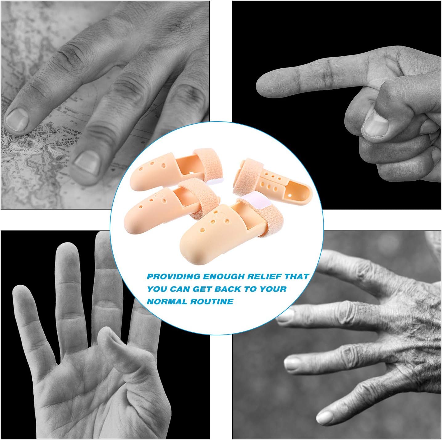 10 Pcs Mallet Finger Splint, 5 Sizes Finger Support Brace Stabilizer Straightener Plastic Fingertip Protectors Arthritis Knuckle Immobilization for Thumb Pinky Middle Index Ring Beige