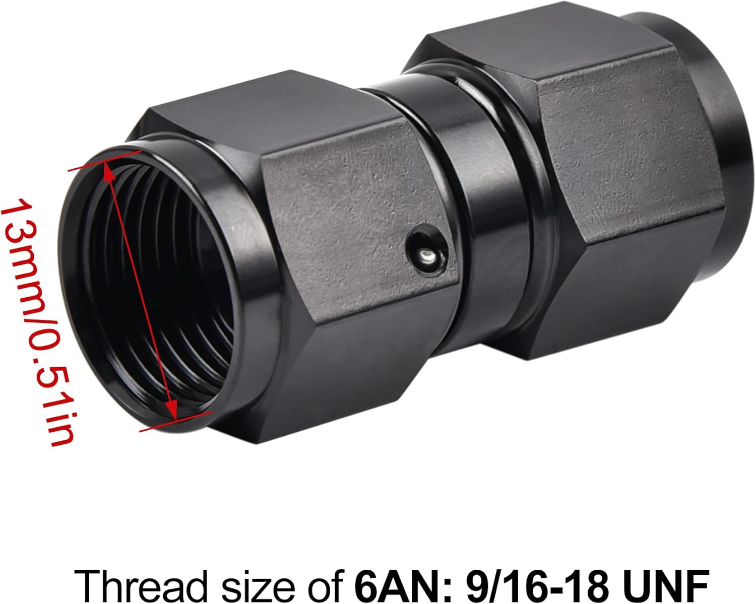 6AN Female to 6AN Female Straight Swivel Coupler Union Fitting Adapter Aluminum Black