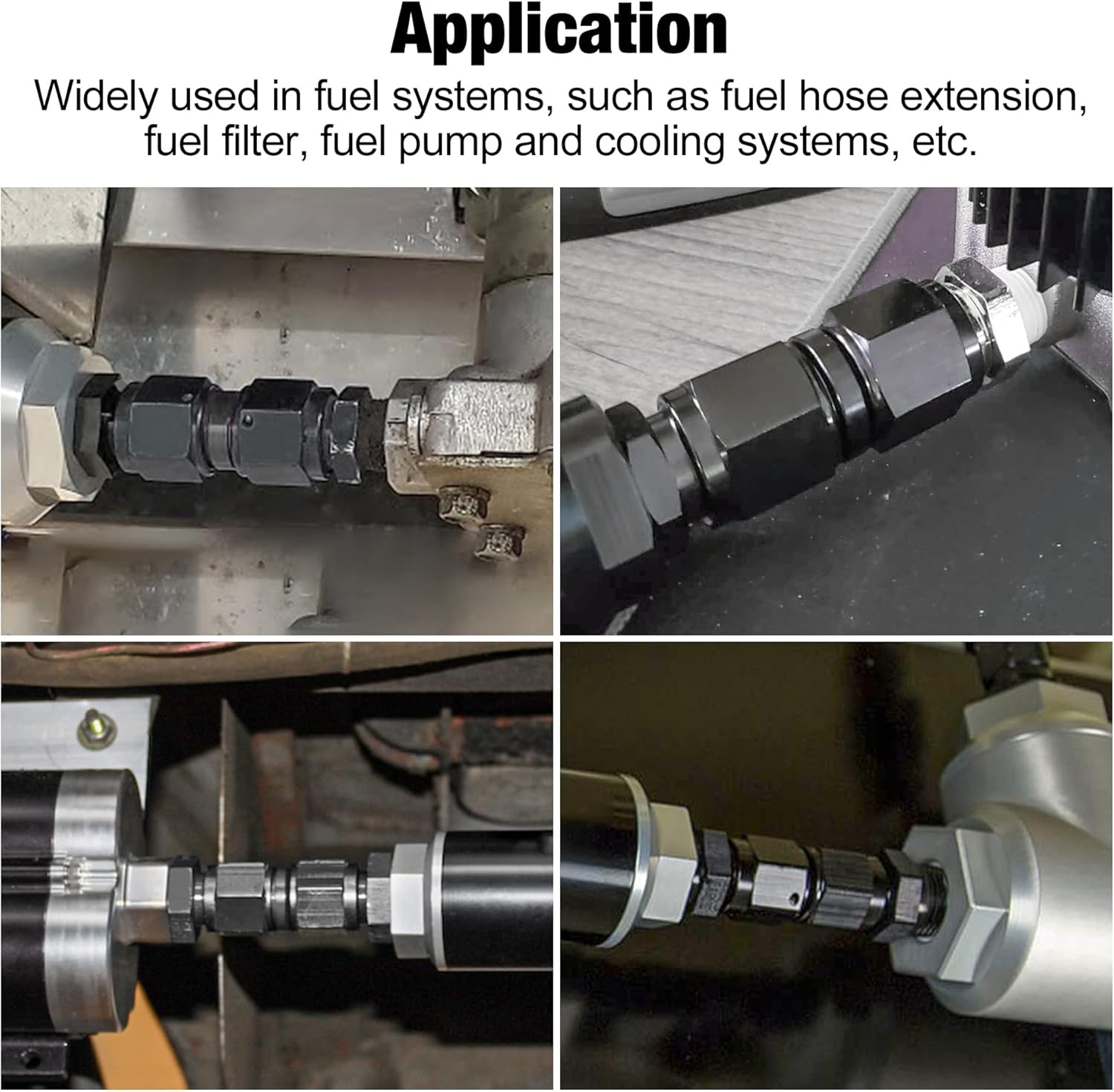 6AN Female to 6AN Female Straight Swivel Coupler Union Fitting Adapter Aluminum Black