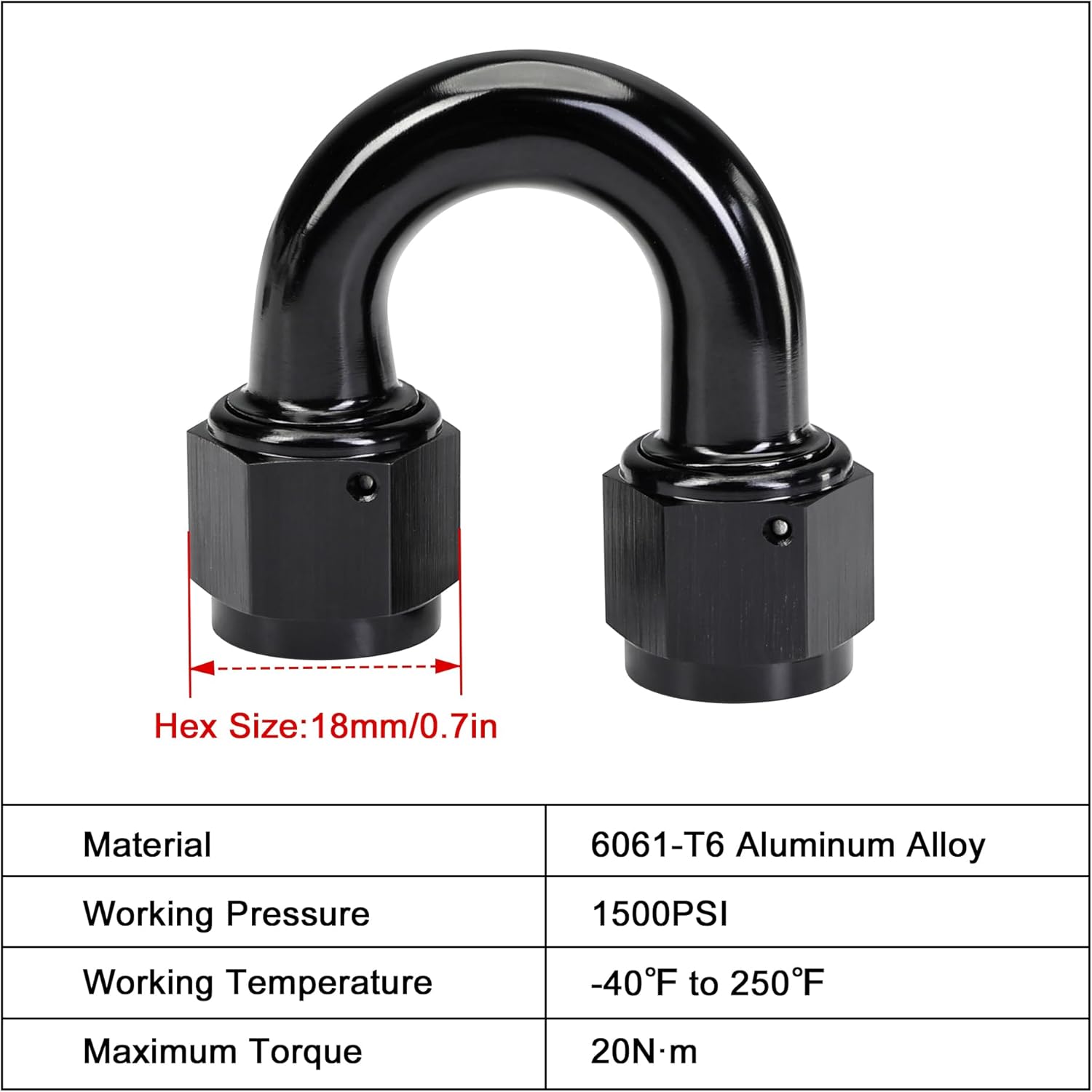 6AN Female to 6AN Female 180 Degree Swivel Coupler Union Fitting Adapter Aluminum Black