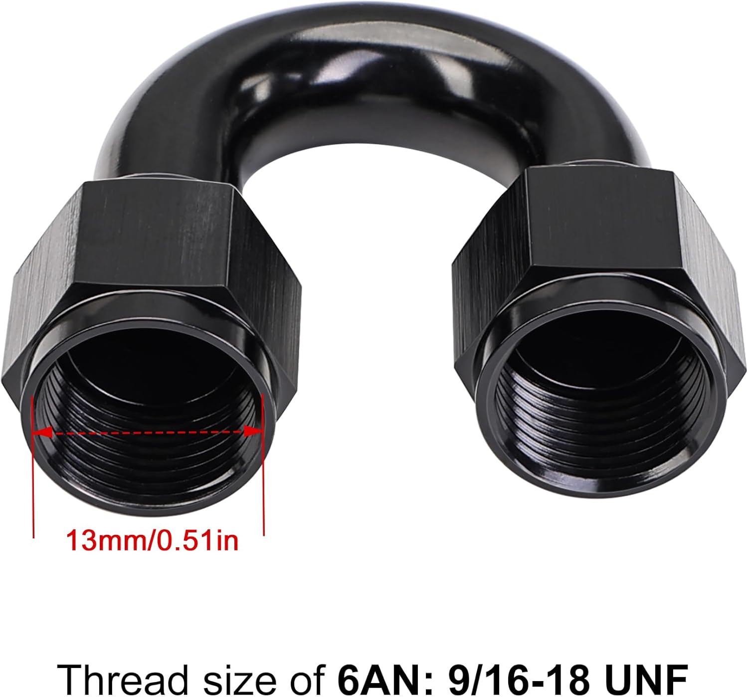 6AN Female to 6AN Female 180 Degree Swivel Coupler Union Fitting Adapter Aluminum Black
