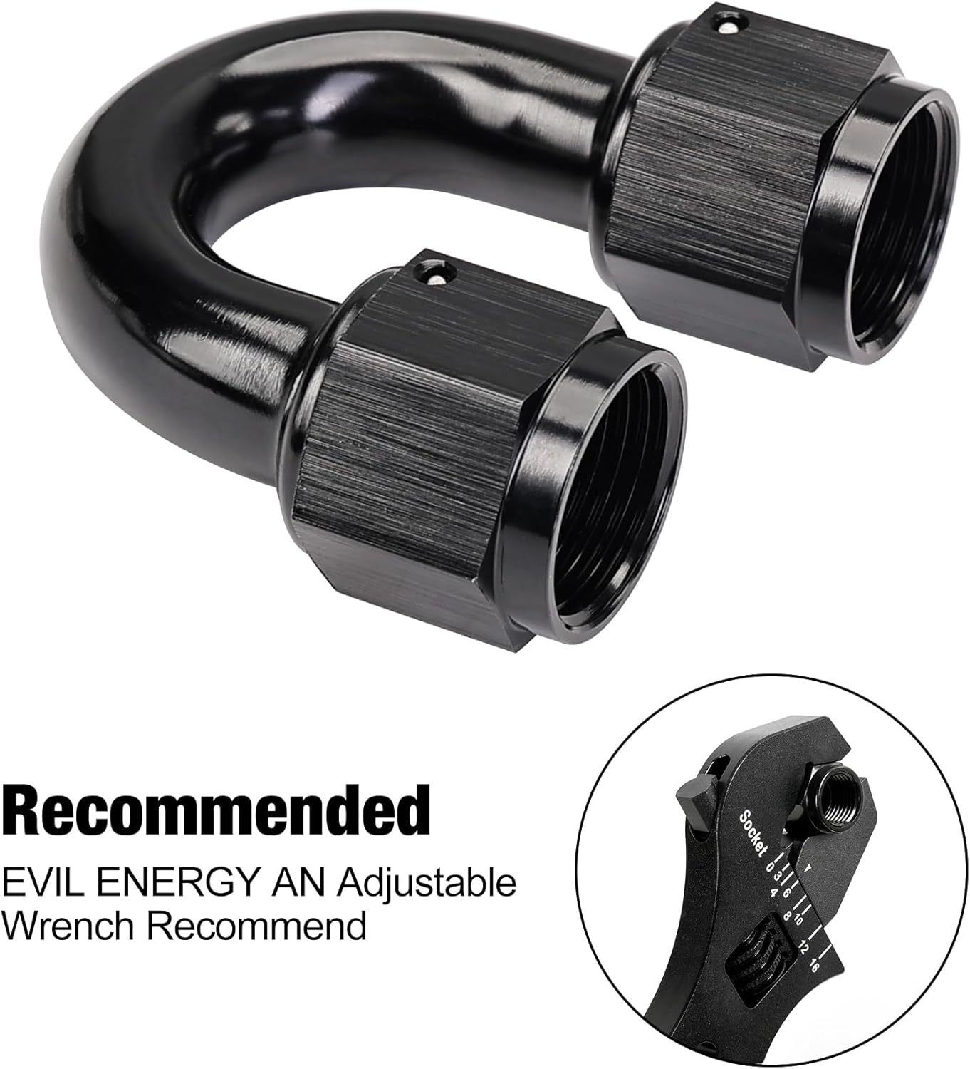 6AN Female to 6AN Female 180 Degree Swivel Coupler Union Fitting Adapter Aluminum Black