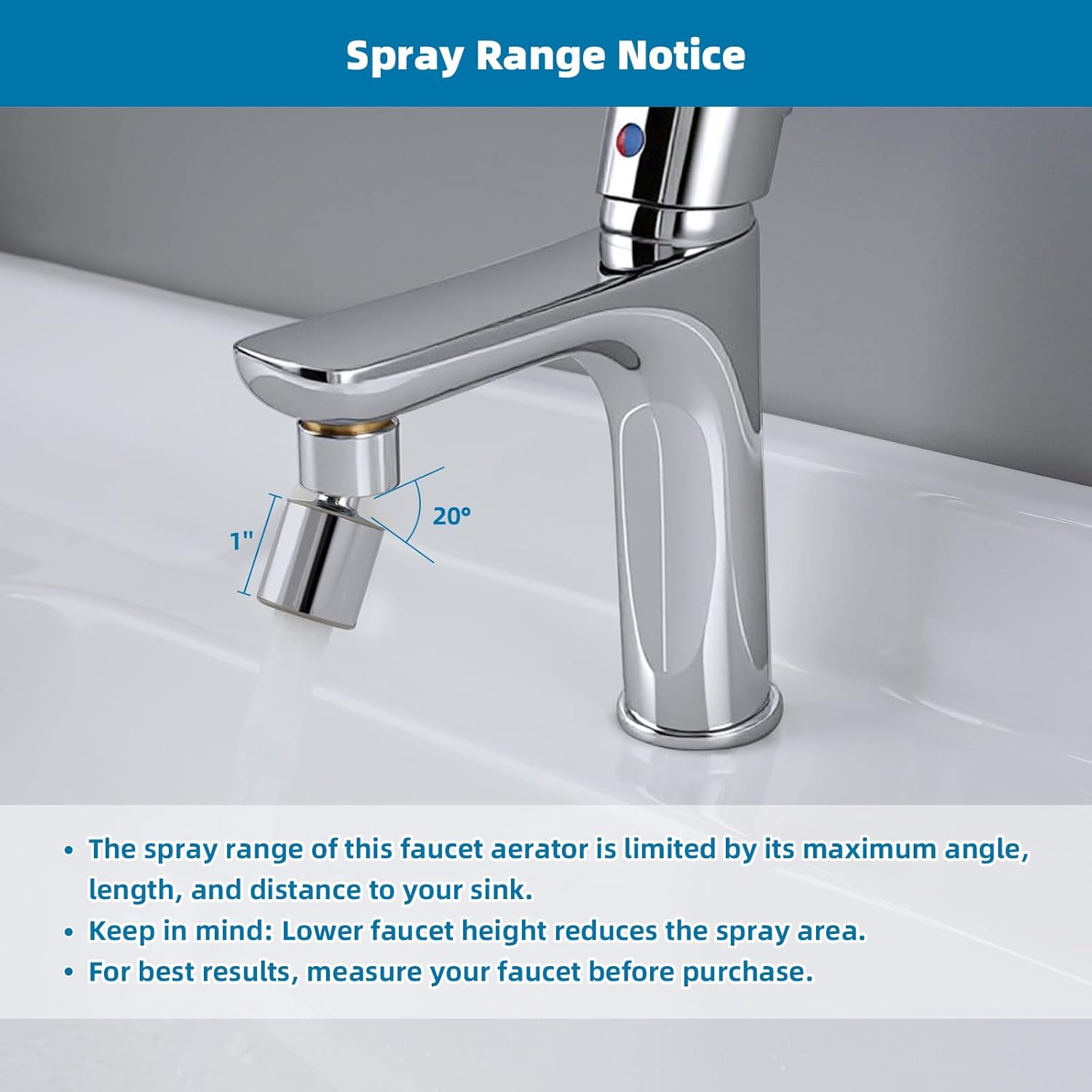 NSF/ANSI/CAN 61 Certified Faucet Aerator, CUPC Certification 360° Twist Kitchen Sink Aerator, Dual-function Sink Sprayer Attachment, Faucet Replacement Part 55/64'' Female Thread, Chrome